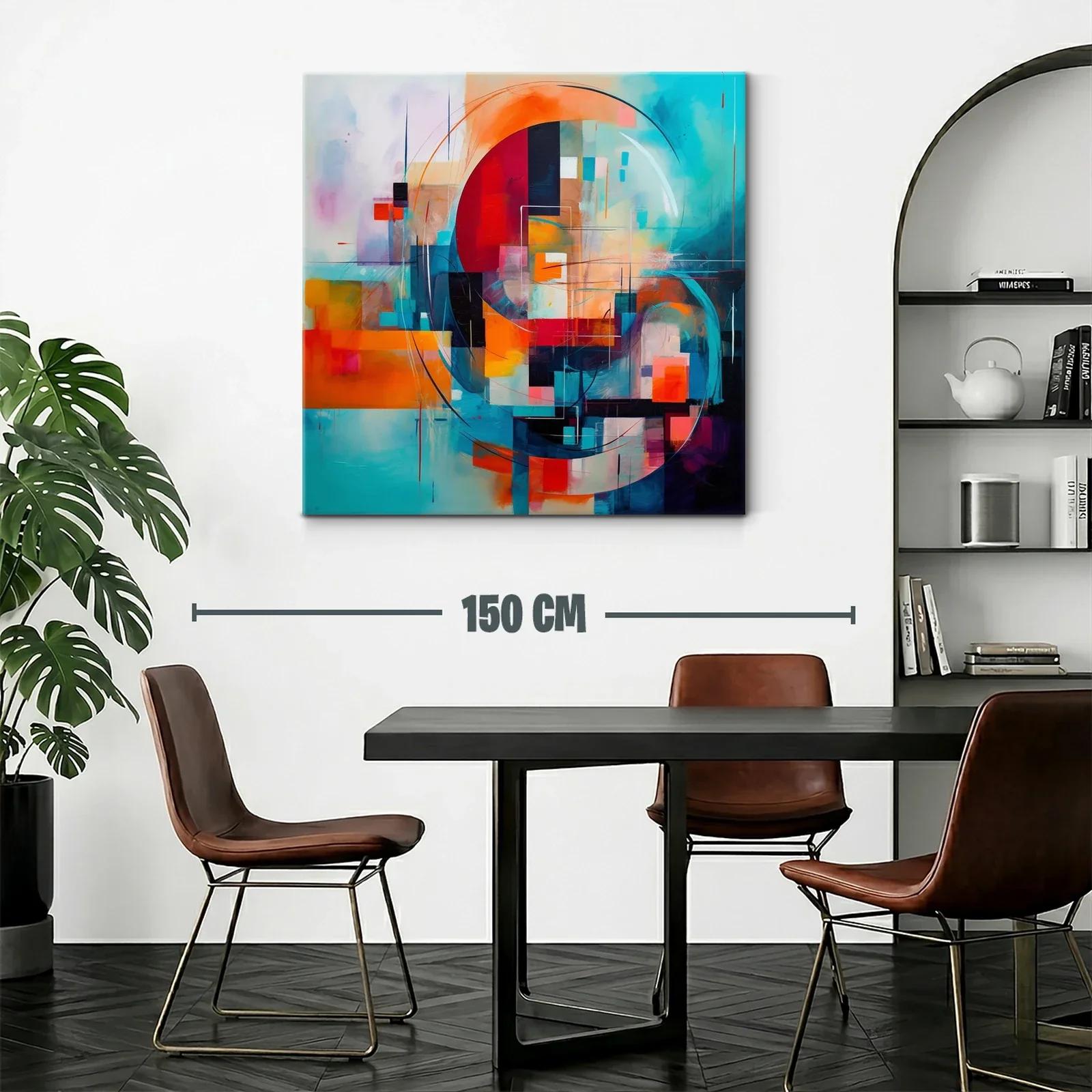 Cuadro abstracto con formas circulares en tonos vibrantes — miniatura 2