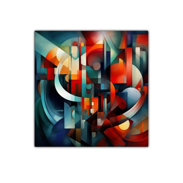 Composición abstracta en tonos cálidos y fríos equilibrados