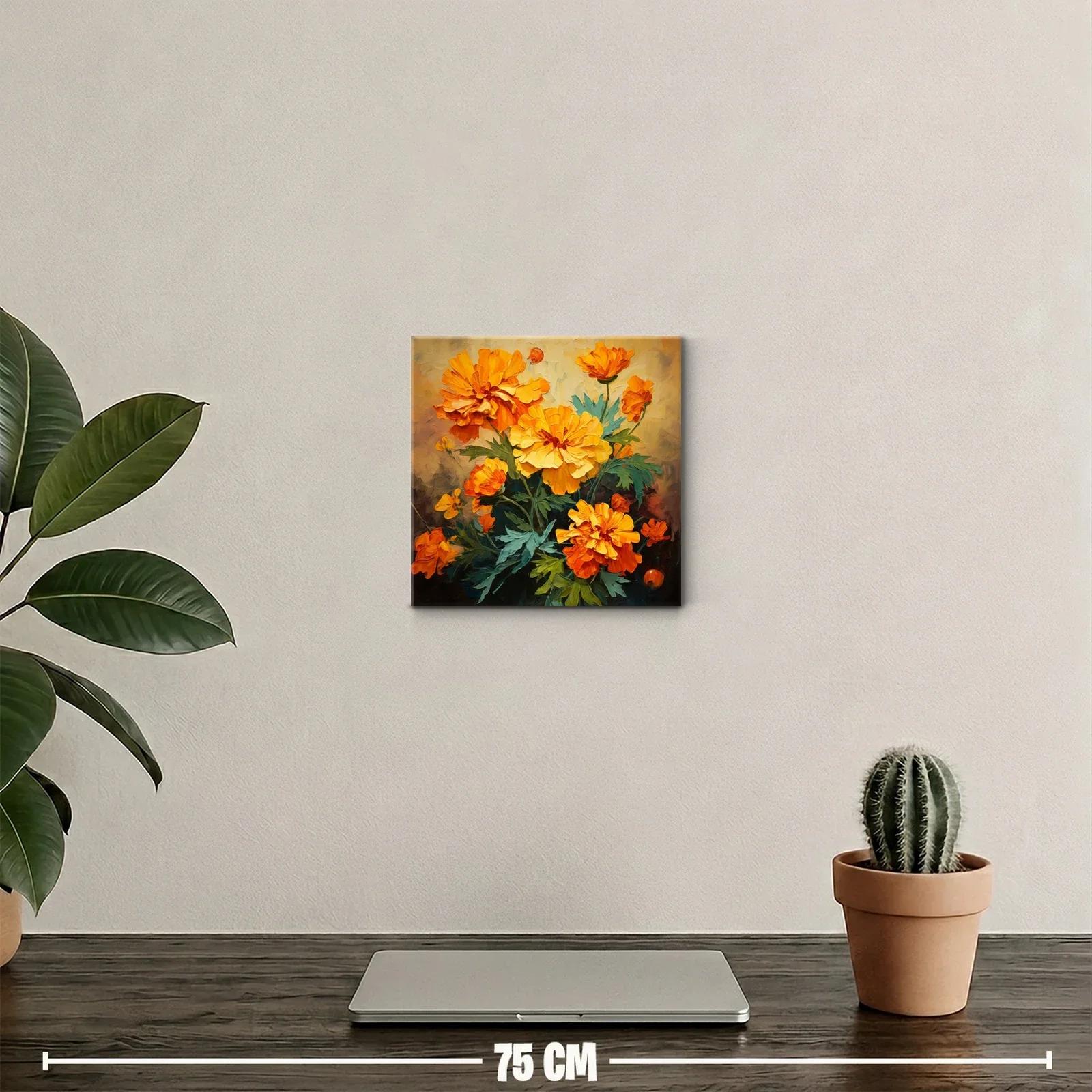 Ramo vibrante con flores naranjas y amarillas sobre fondo suave — miniatura 2