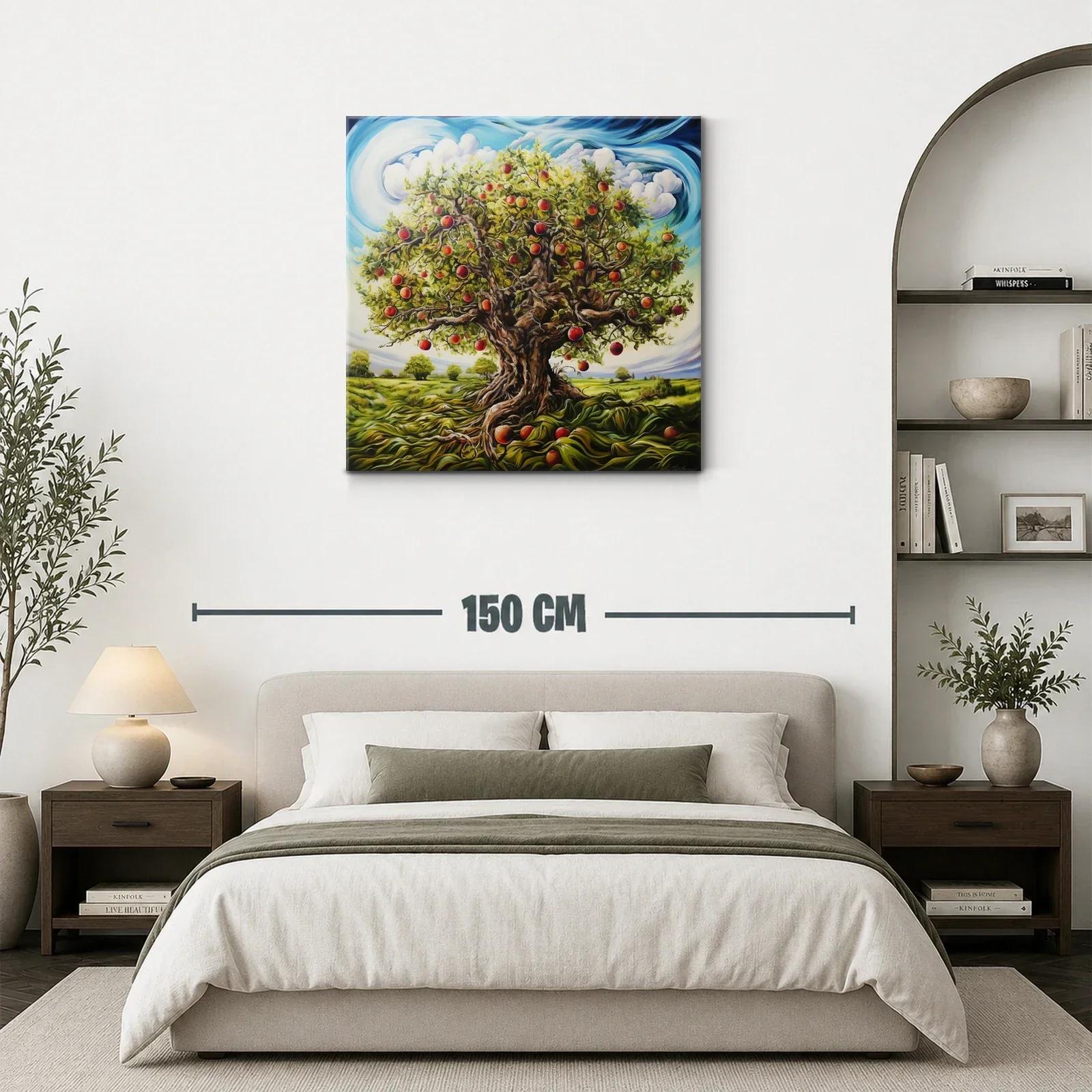 Árbol frutal exuberante con manzanas rojas maduras — miniatura 3