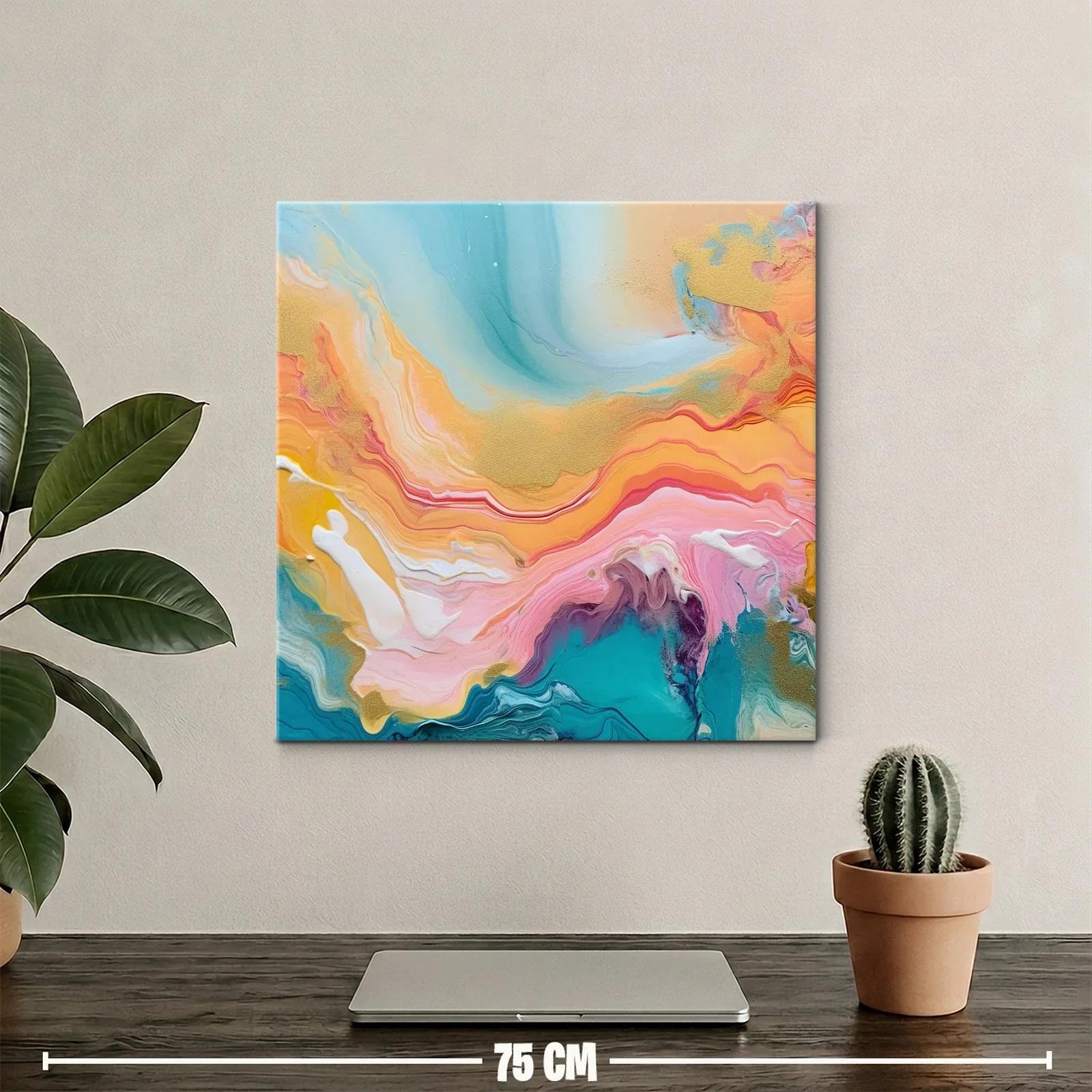 Cuadro abstracto fluido con tonos cálidos y vibrantes — miniatura 2