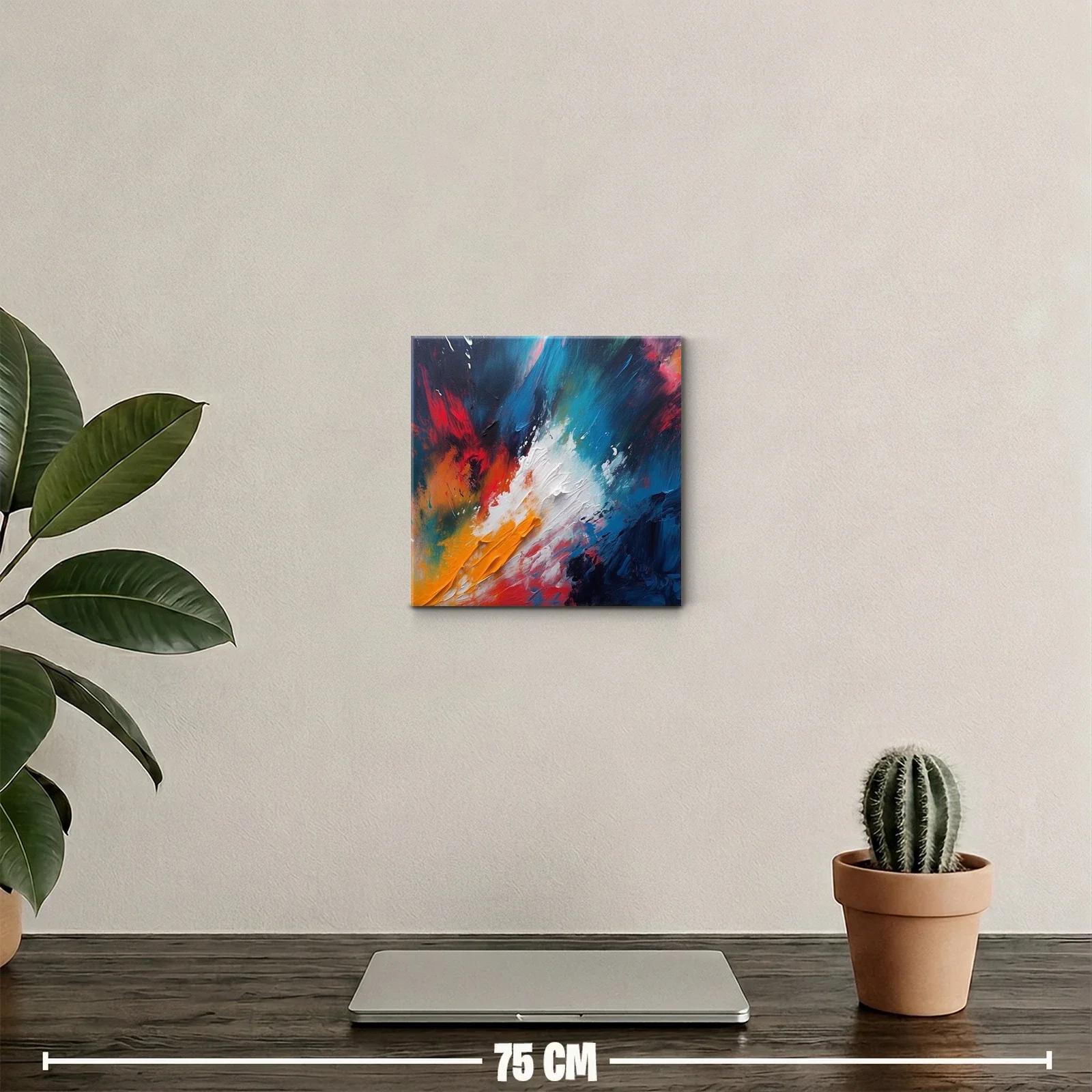 Cuadro abstracto enérgico con explosión de colores vibrantes — miniatura 2