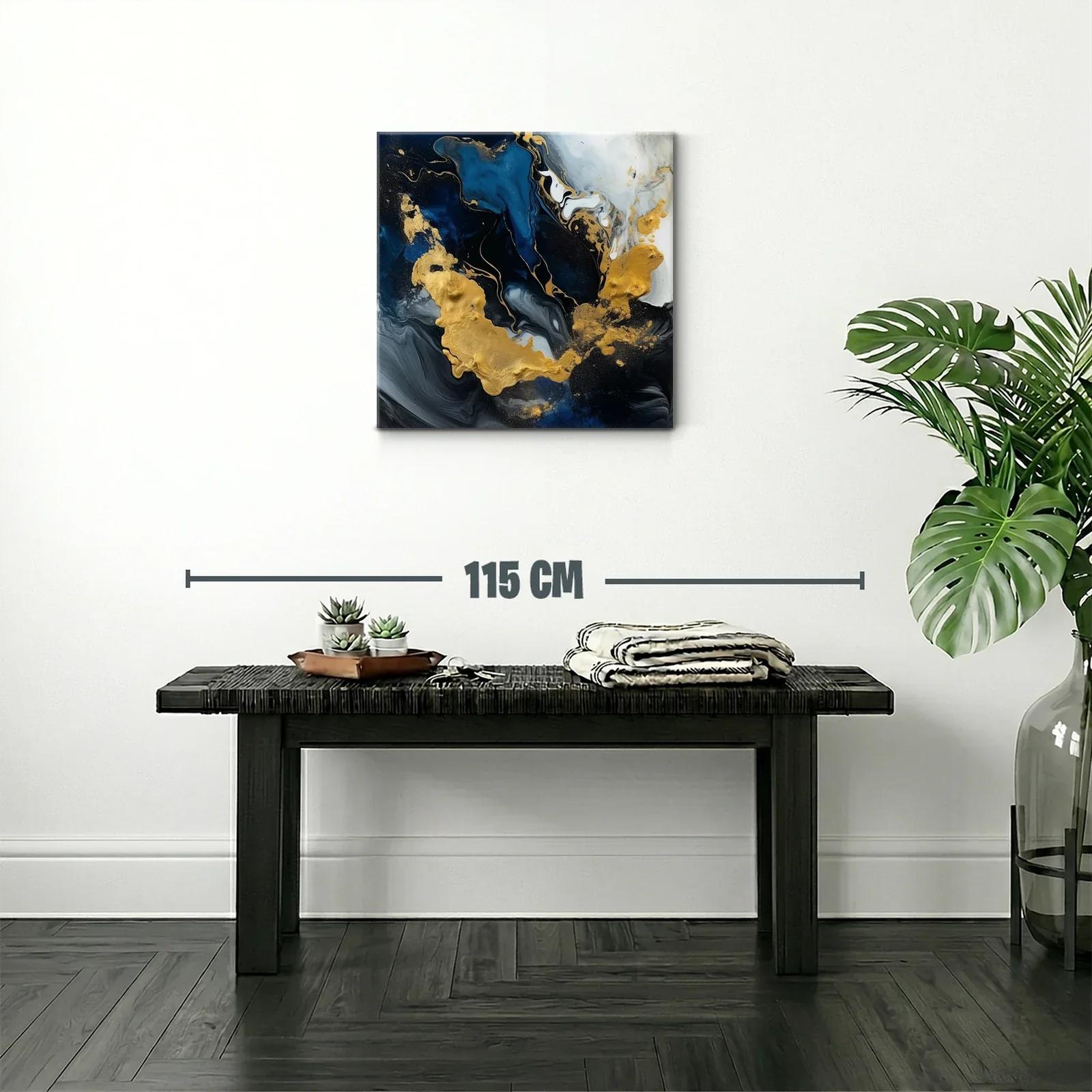 Composición abstracta en tonos azul y dorado brillante — miniatura 2