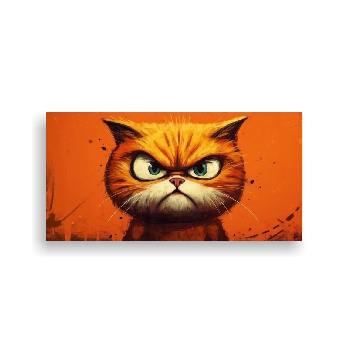 Cuadro gato naranja de ojos verdes