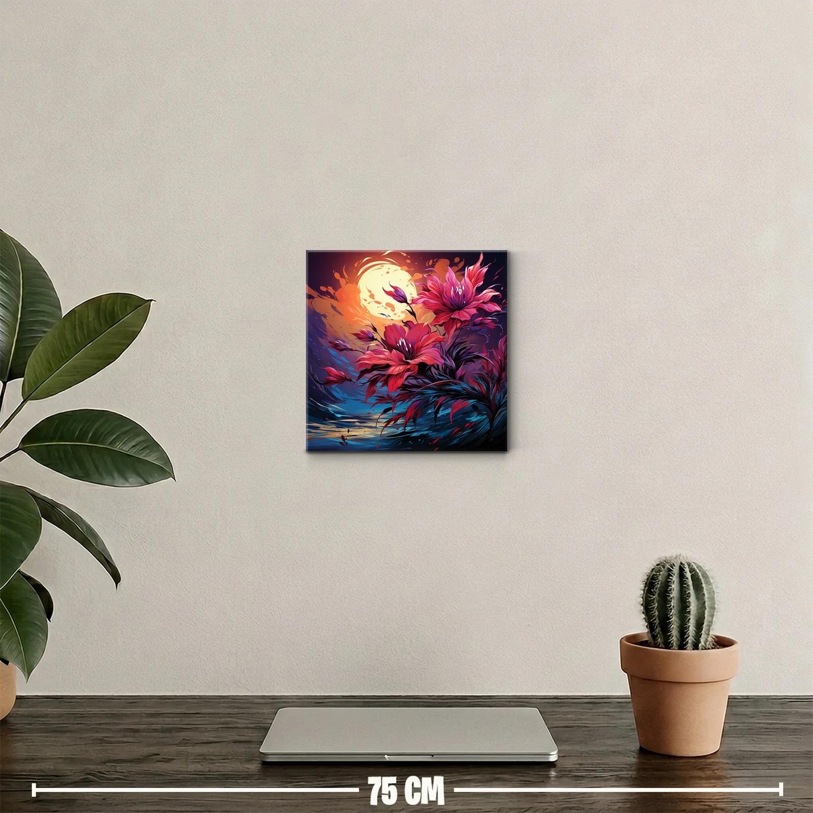 Flores vibrantes bajo la luz intensa de la luna llena — miniatura 2