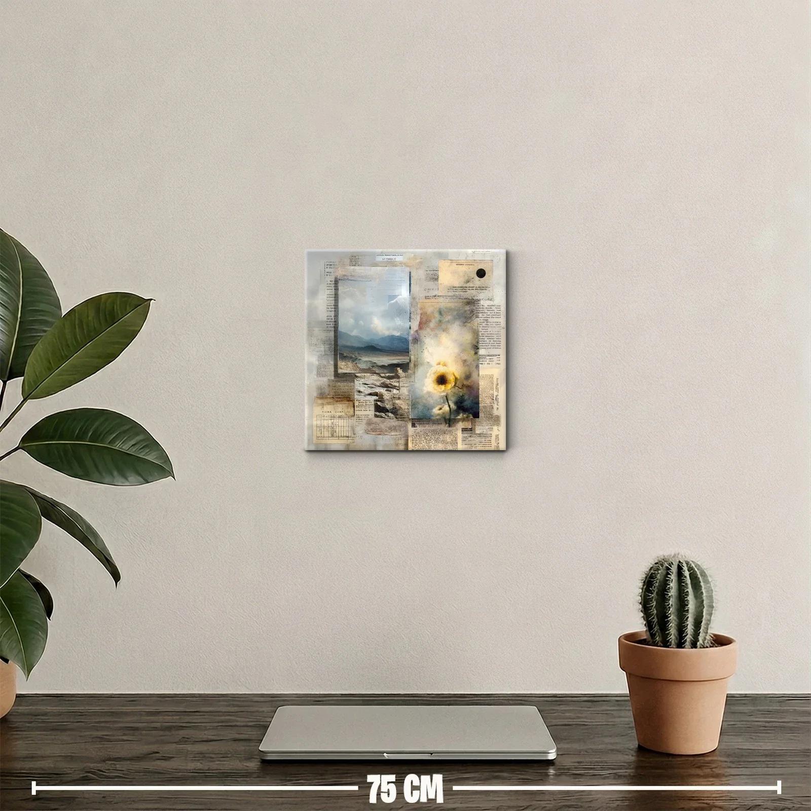 Composición vintage con paisaje montañoso y flor delicada — miniatura 2
