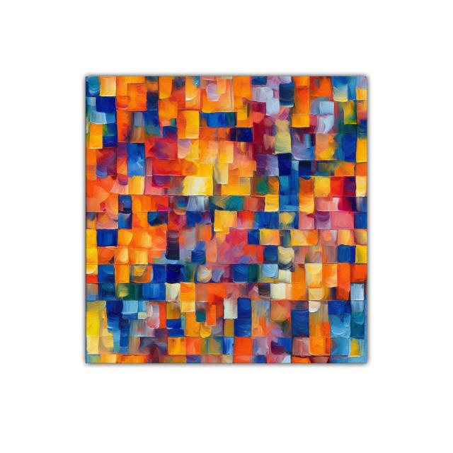 Cuadro abstracto con vibrantes tonos cálidos y fríos