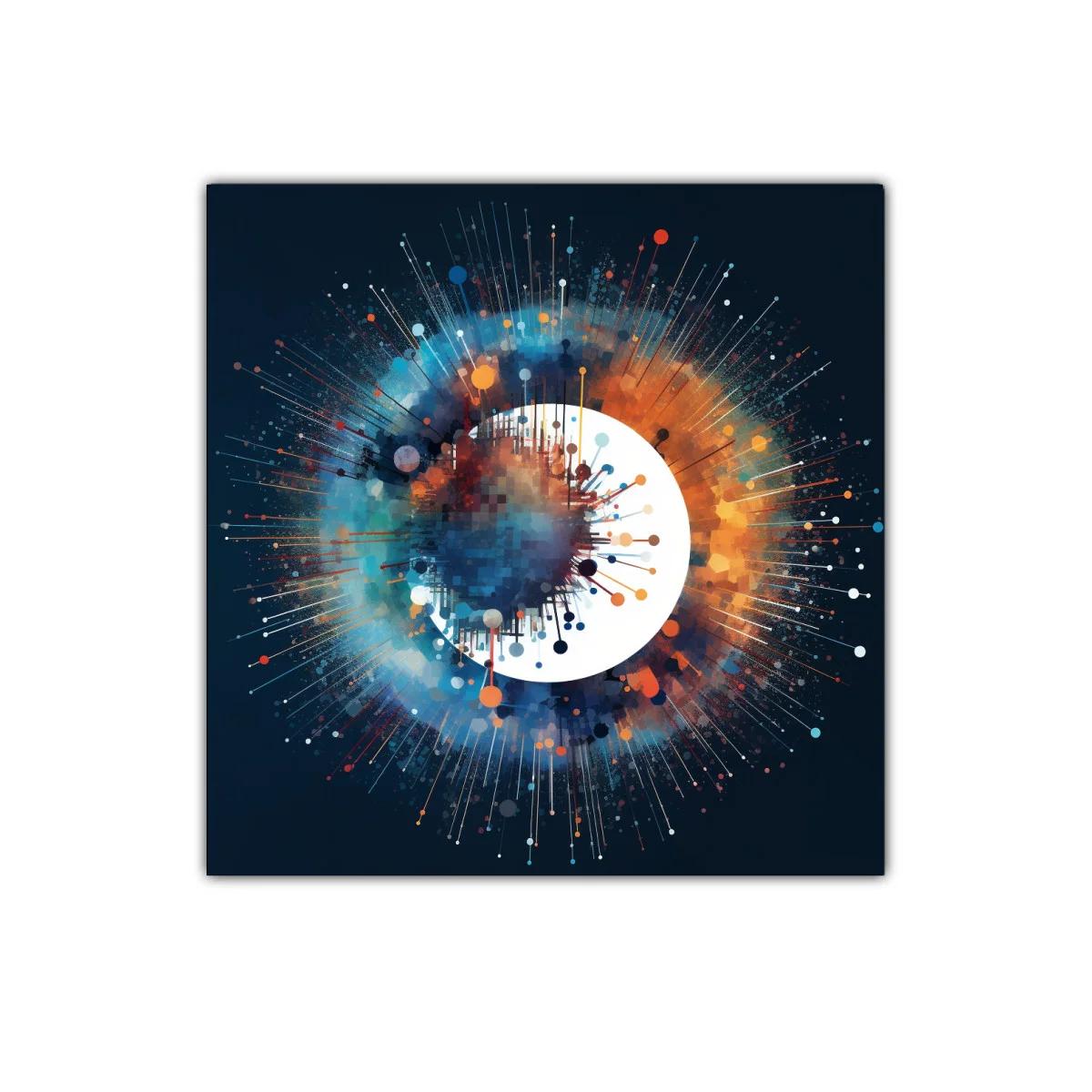 Cuadro abstracto con explosión de colores azul y naranja — miniatura 1