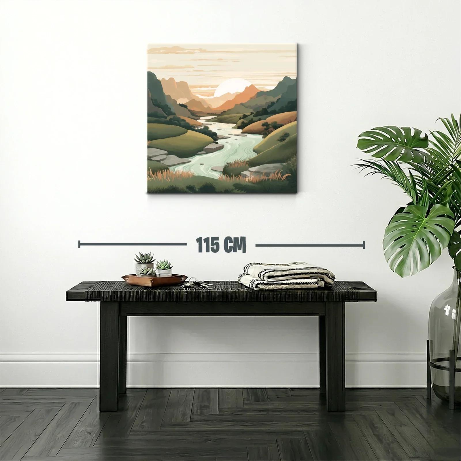 Paisaje sereno con río y montañas al atardecer — miniatura 2