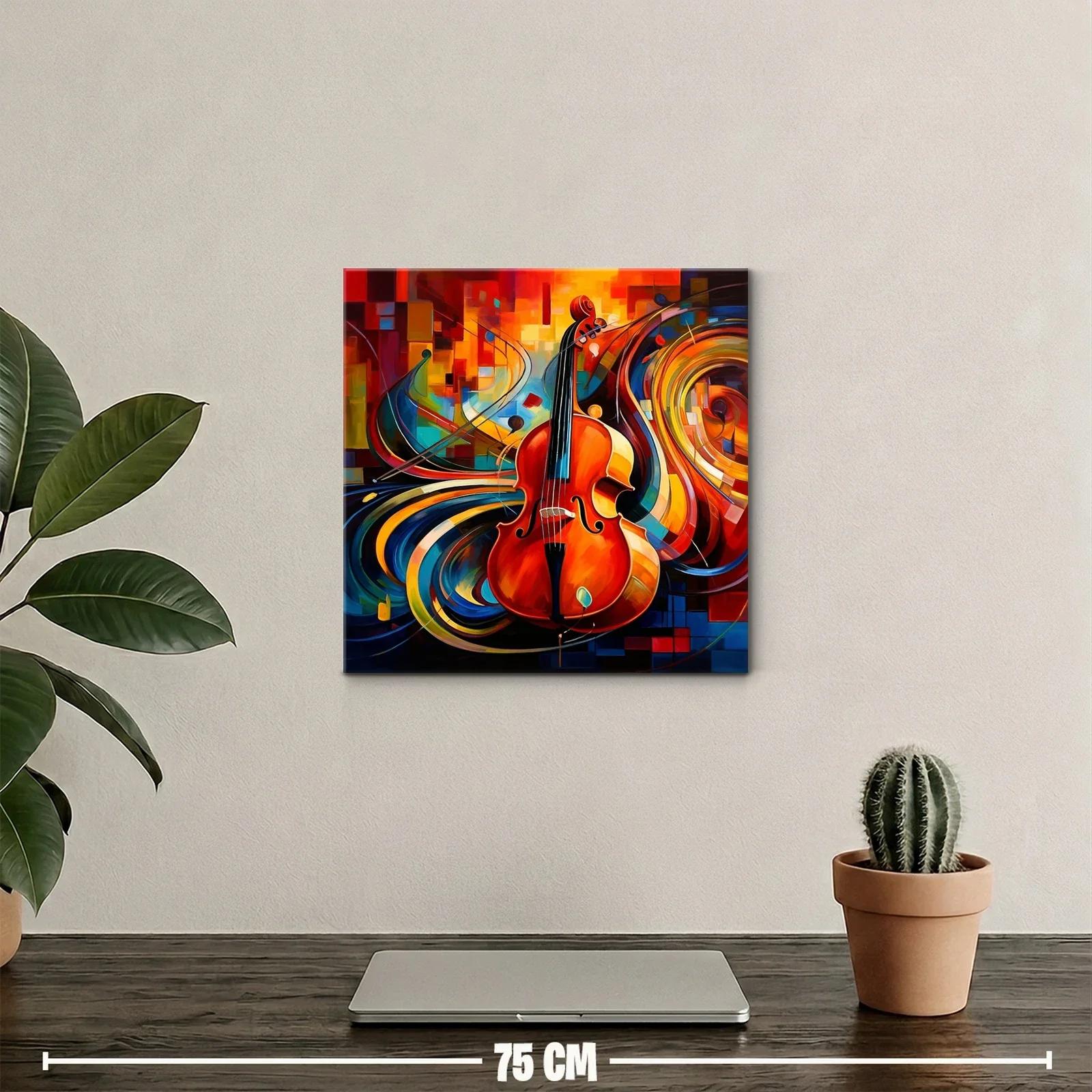 Cuadro vibrante con violonchelo y movimiento artístico — miniatura 2