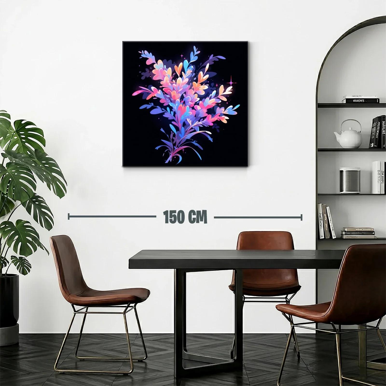 Cuadro abstracto en tonos rosas y azules vibrantes — miniatura 2