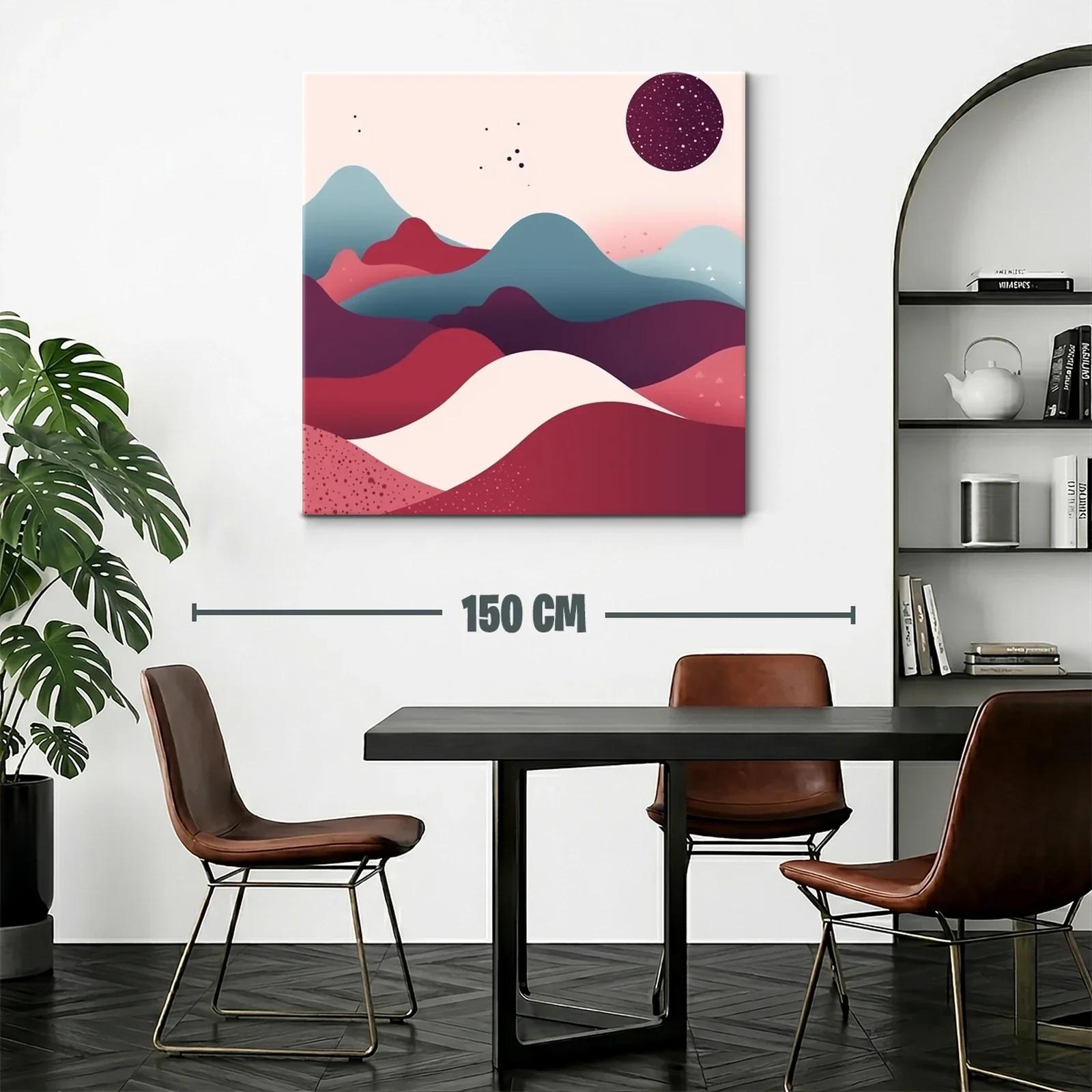 Paisaje abstracto en tonos cálidos y fríos con esfera estrellada — miniatura 2