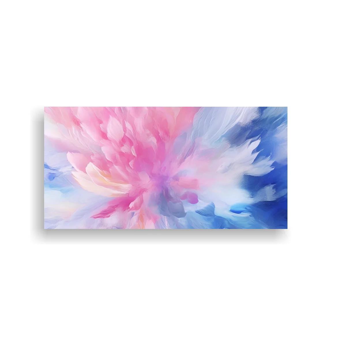 Cuadro flor abstracta rosa y azul con pétalos difusos