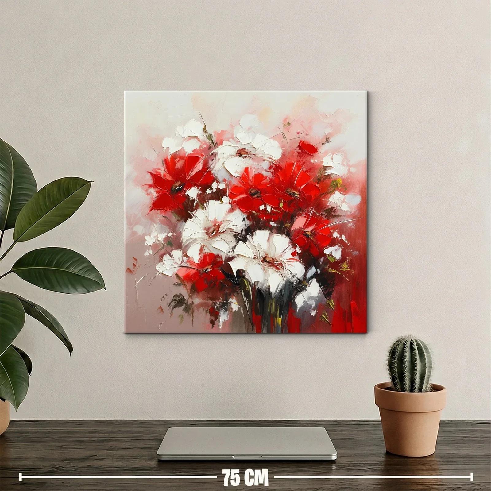 Flores vibrantes en rojo y blanco con fondo suave — miniatura 2