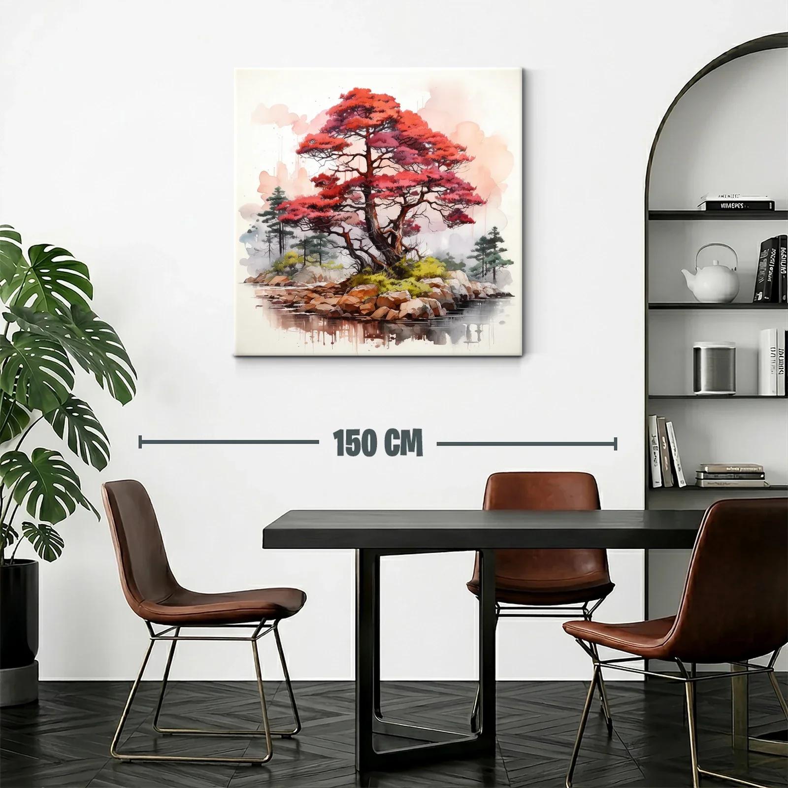 Árbol rojo en isla serena con paisaje natural — miniatura 2