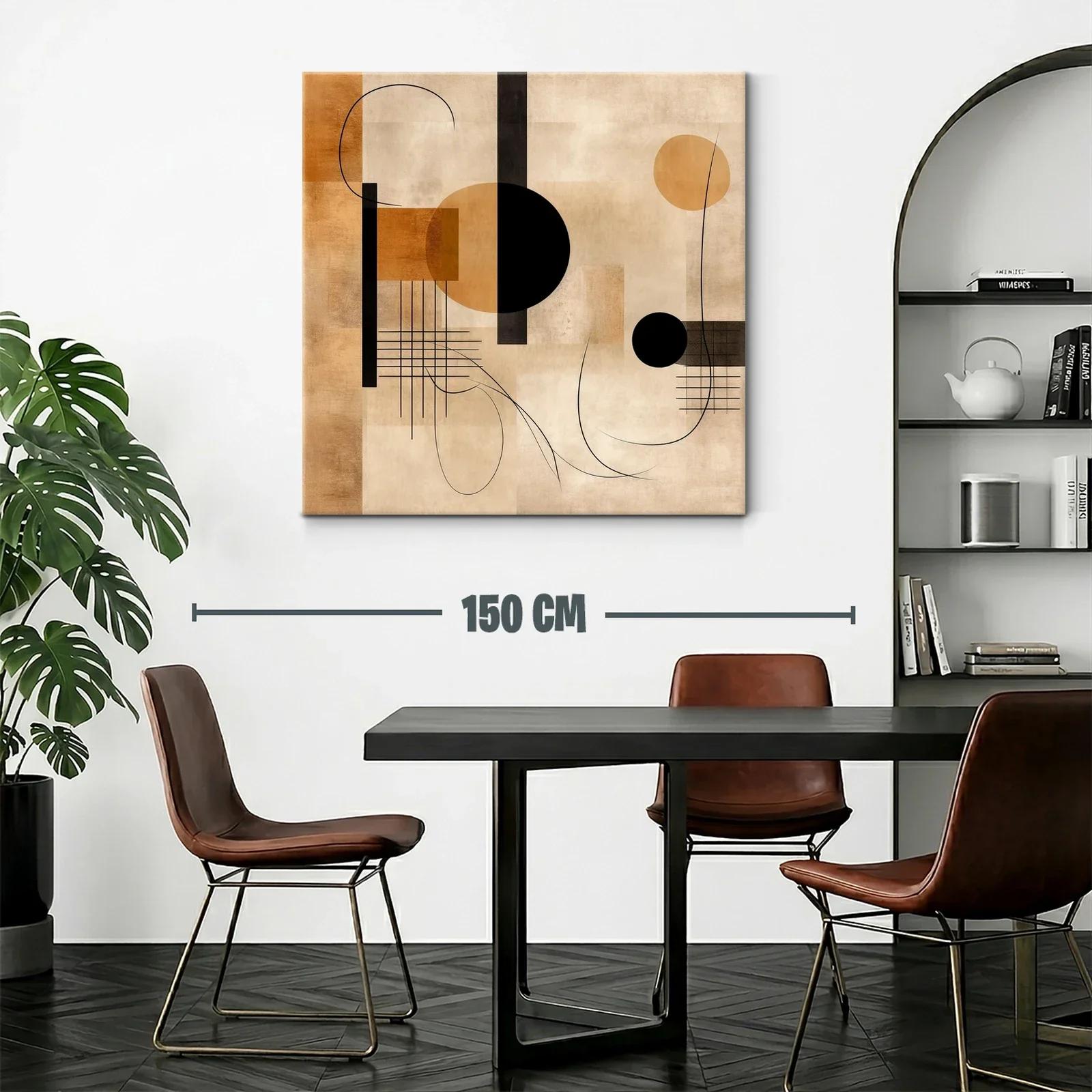 Cuadro abstracto con formas geométricas y tonos cálidos — miniatura 2