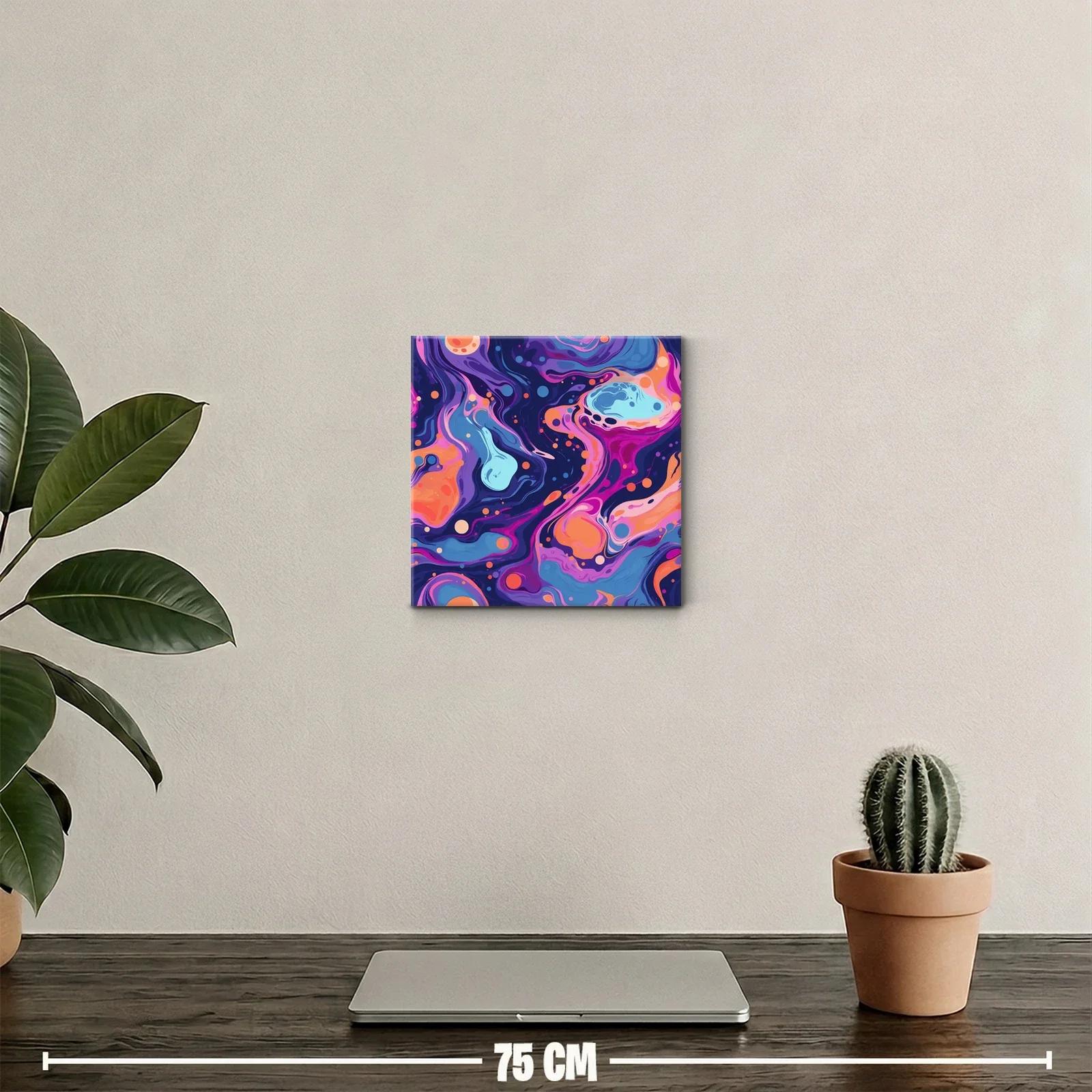 Cuadro con diseño abstracto en tonos vibrantes y fluidos — miniatura 2