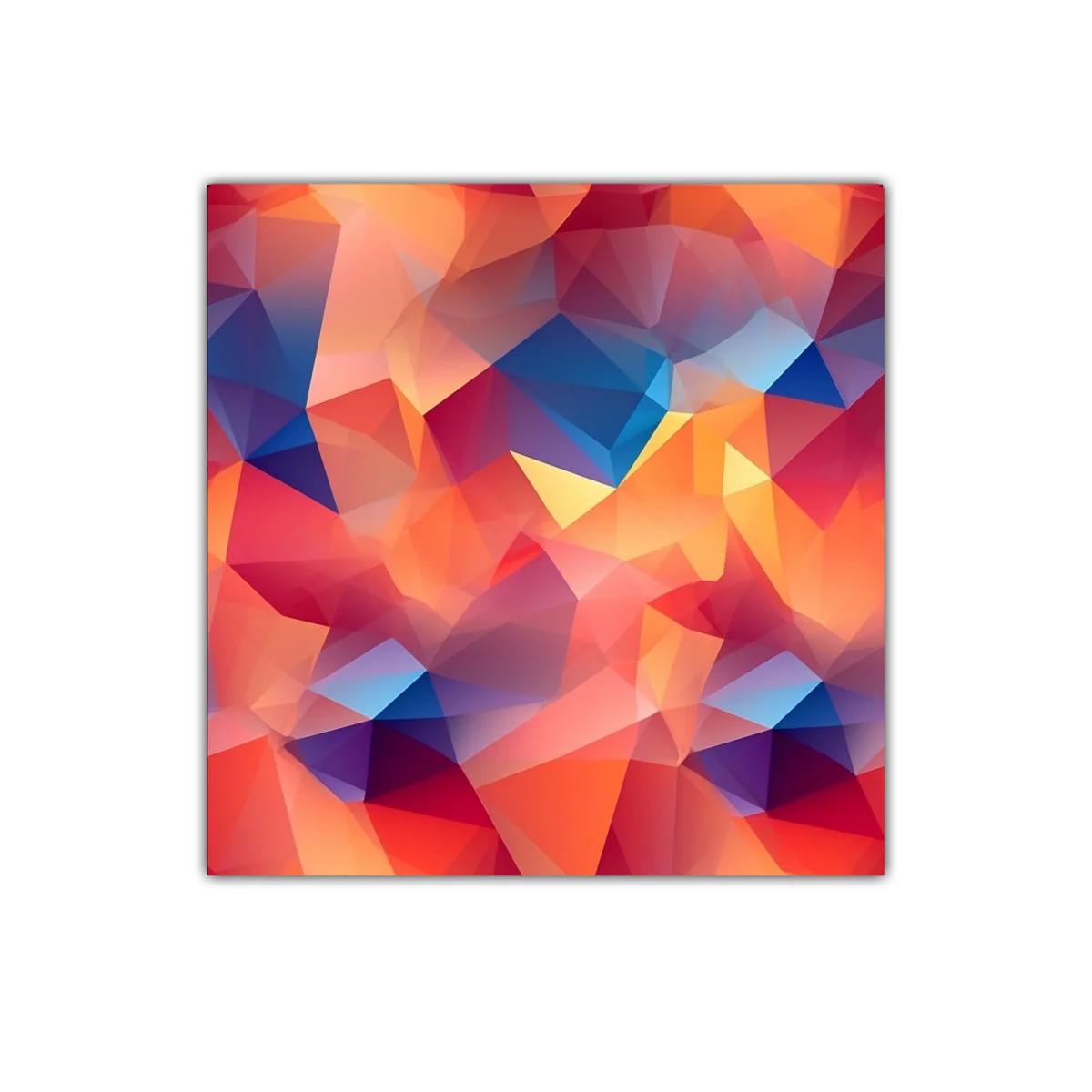 Cuadro abstracto con triángulos en tonos cálidos y fríos — imagen principal