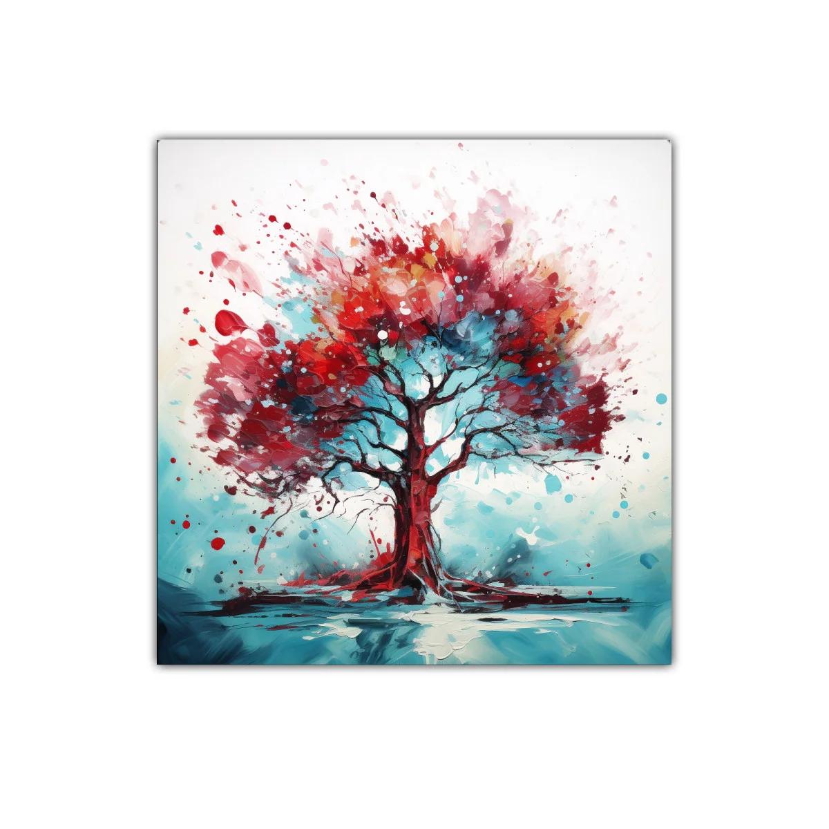 Árbol vibrante con destellos rojos y azules intensos — imagen principal