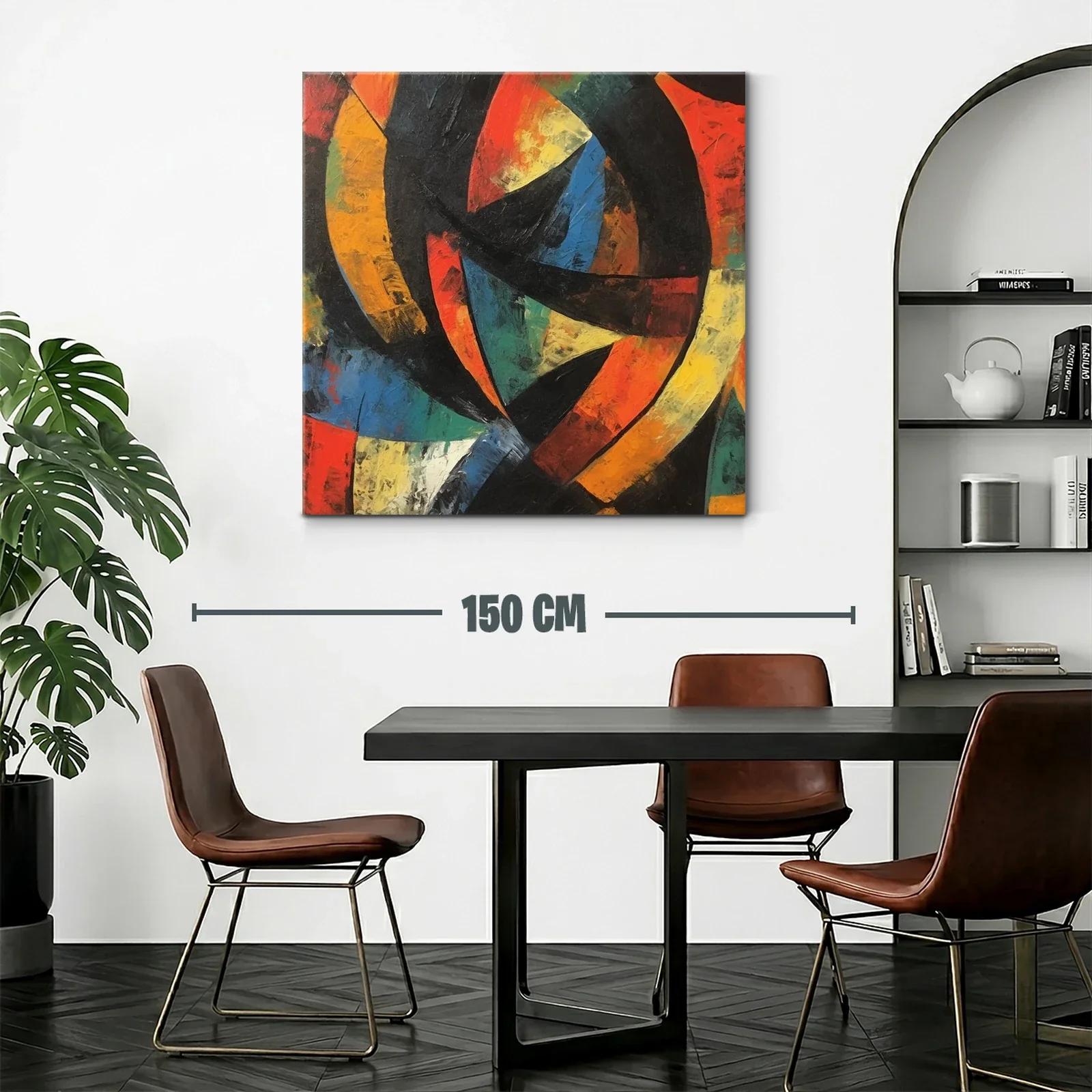 Composición Abstracta con Tonos Cálidos y Fríos Dinámicos — miniatura 2