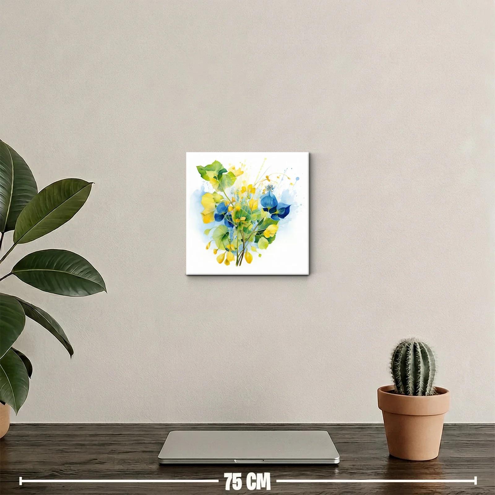 Composición floral en tonos azules y amarillos vibrantes — miniatura 2
