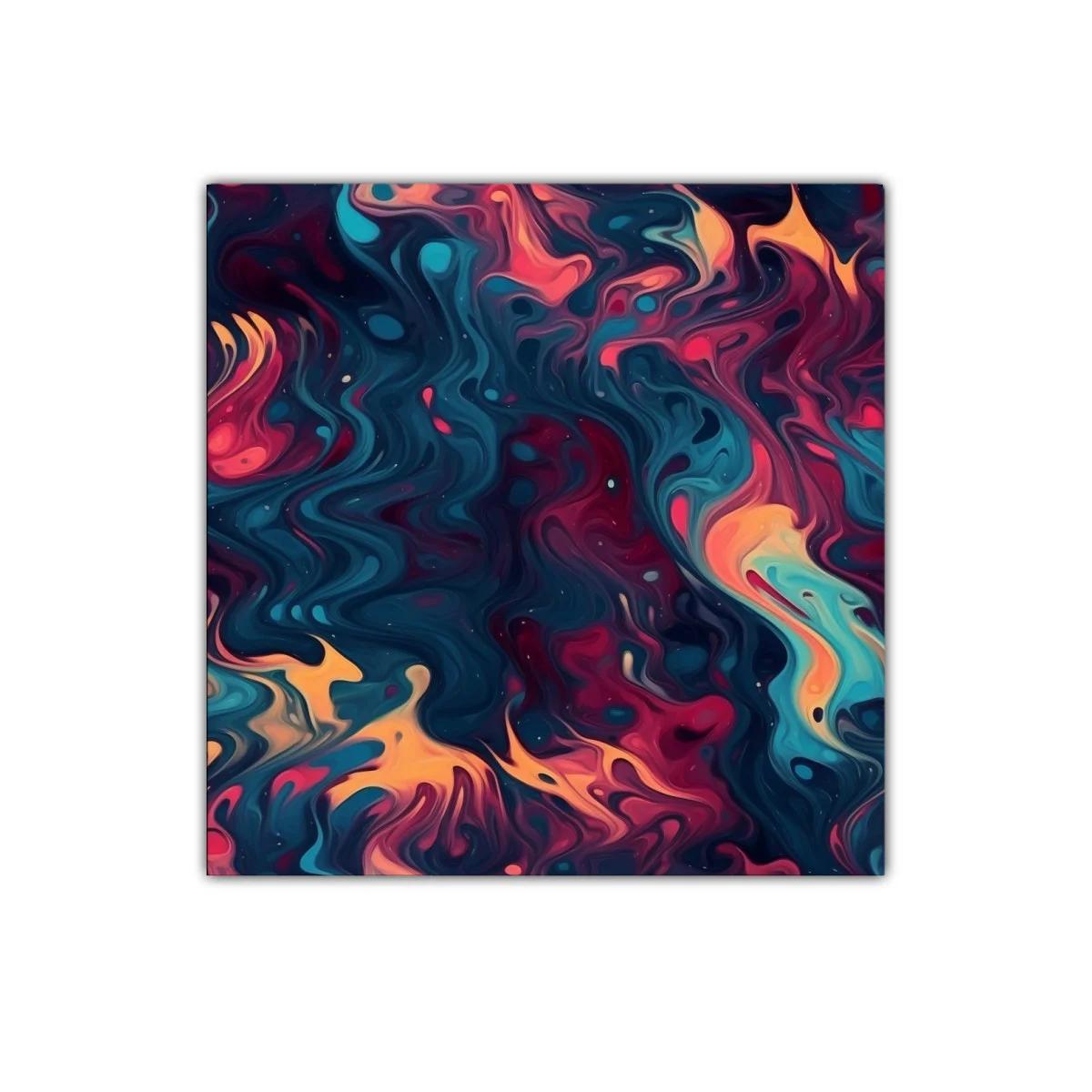 Cuadro abstracto con vibrantes formas fluidas y colores intensos