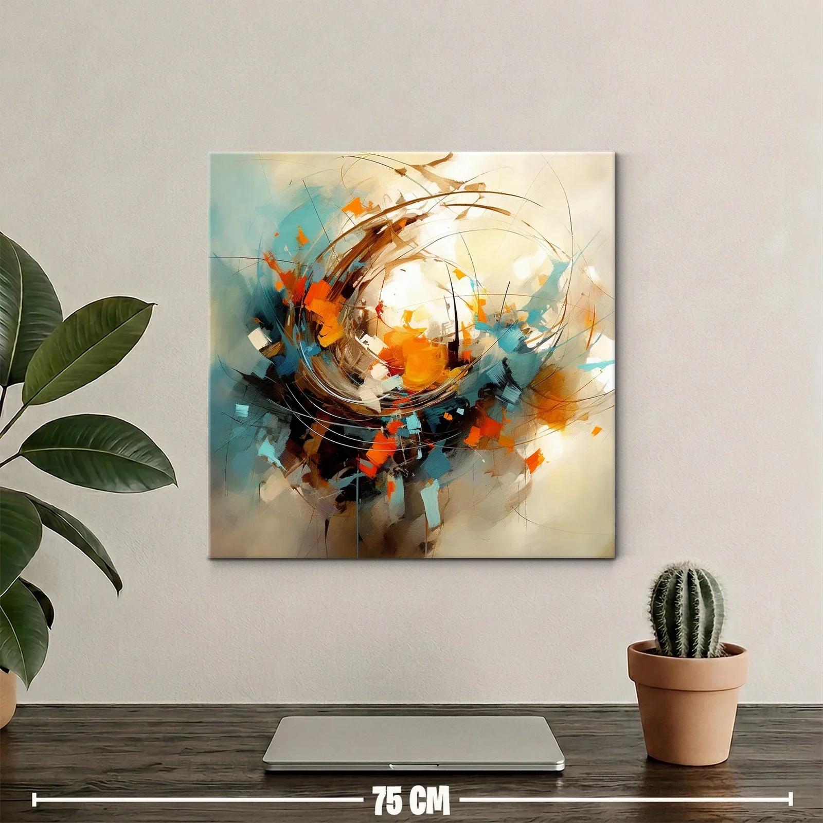 Cuadro abstracto con tonos cálidos y dinamismo vibrante — miniatura 2