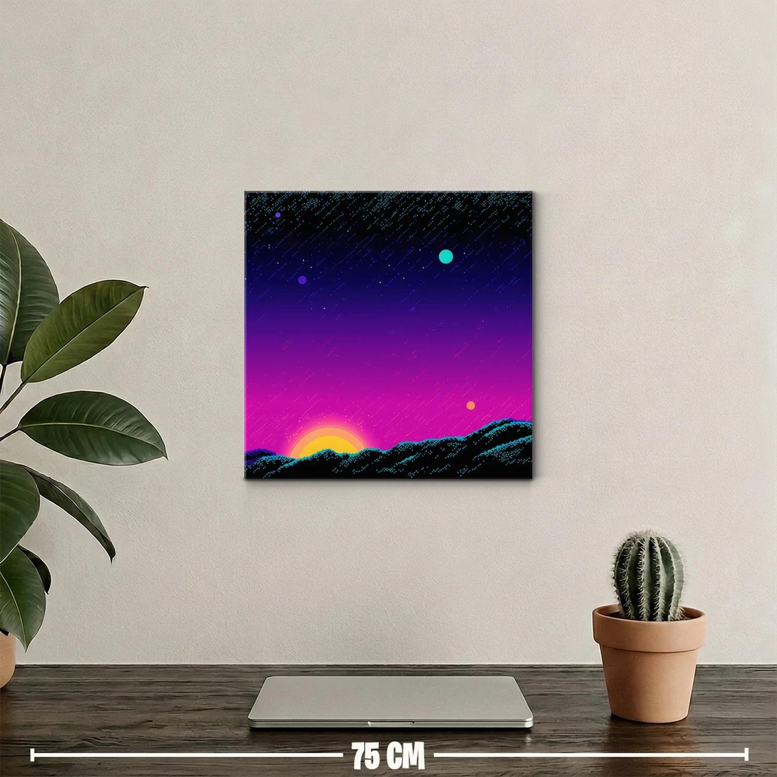 Atardecer cósmico con estrellas y planetas brillantes — miniatura 2