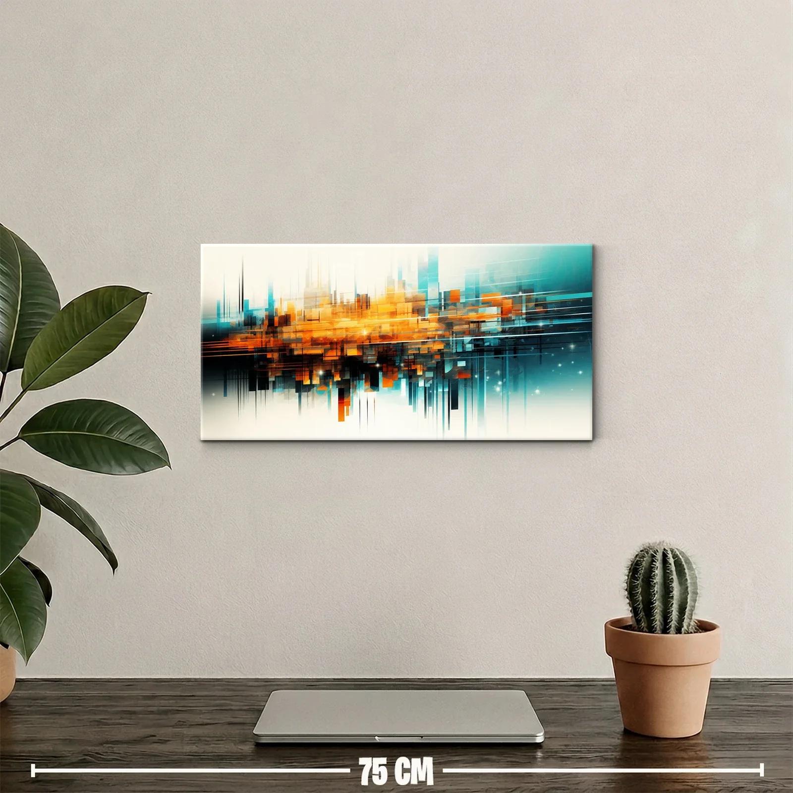 Cuadro skyline abstracto con reflejo urbano — miniatura 2