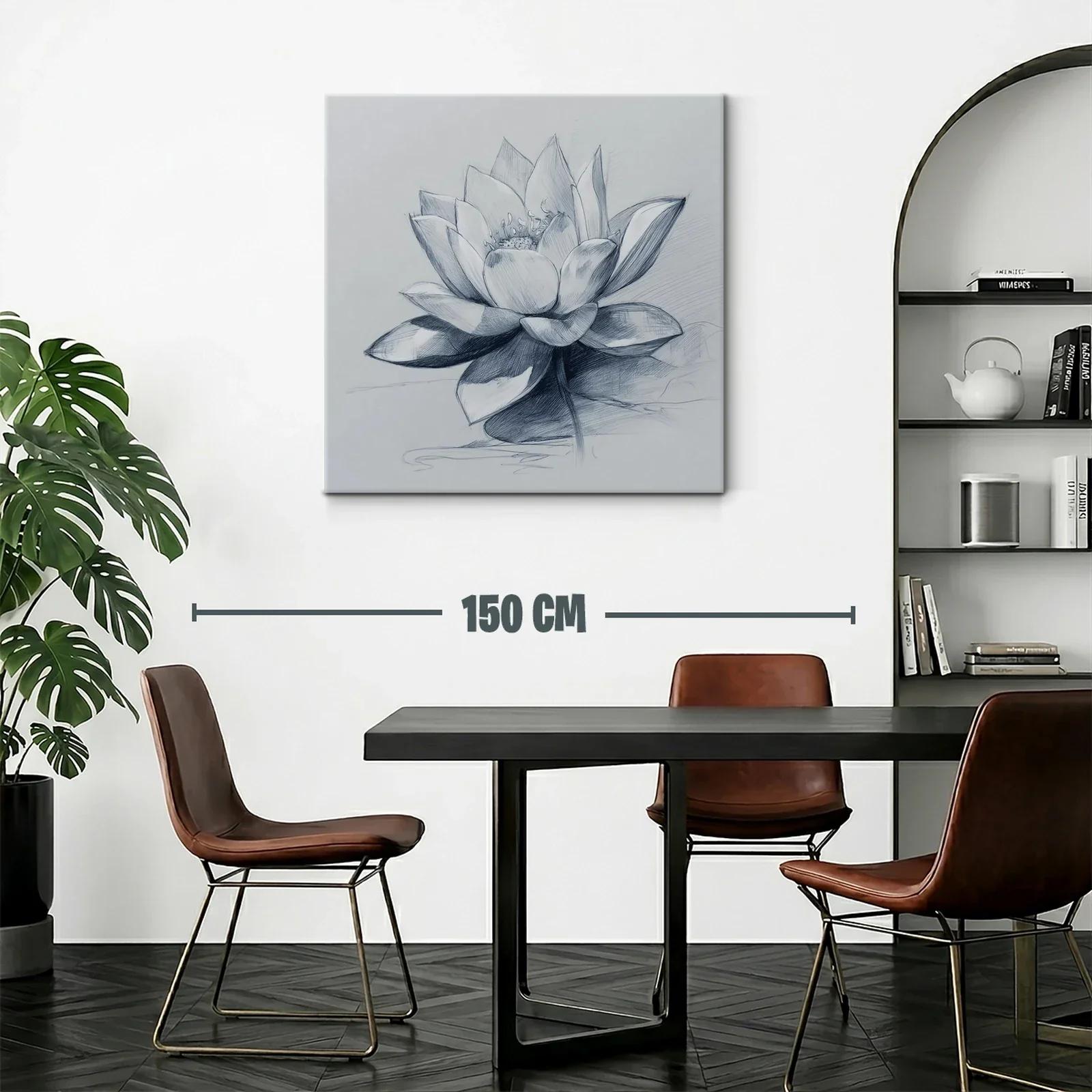 Flor de loto en delicado dibujo monocromo elegante — miniatura 2