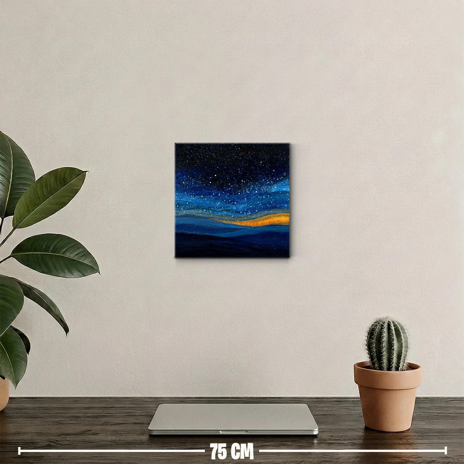 Cielo estrellado abstracto con tonos azules y dorados — miniatura 2