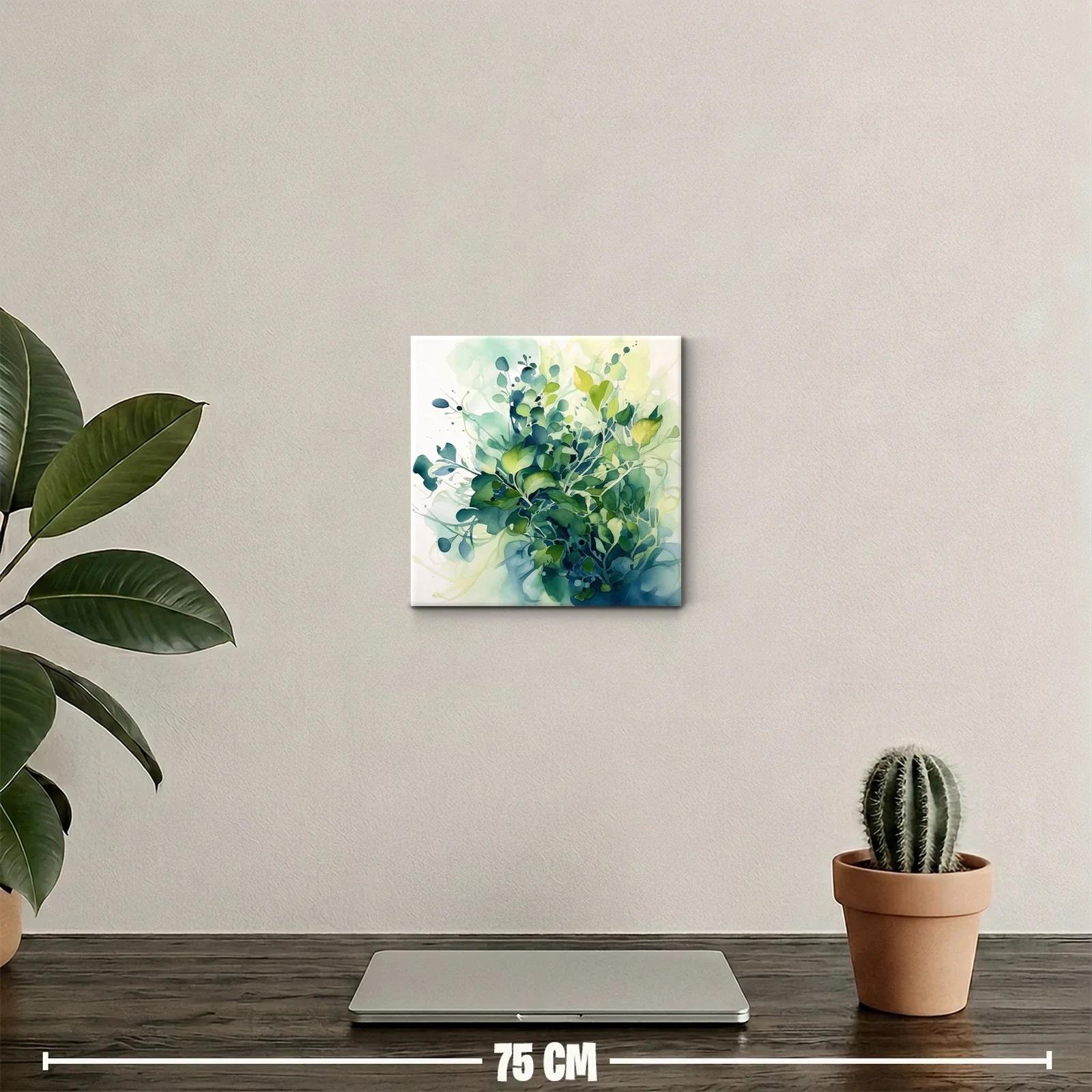 Composición abstracta de hojas en tonos verdes y azules — miniatura 2