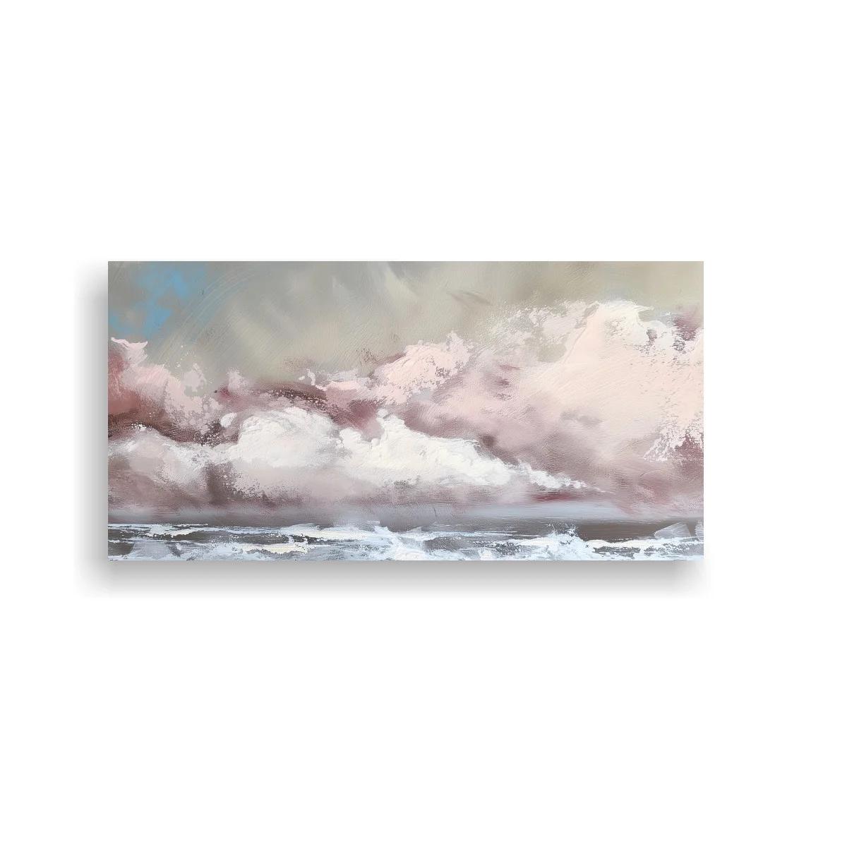 Cuadro nubes rosadas sobre el mar