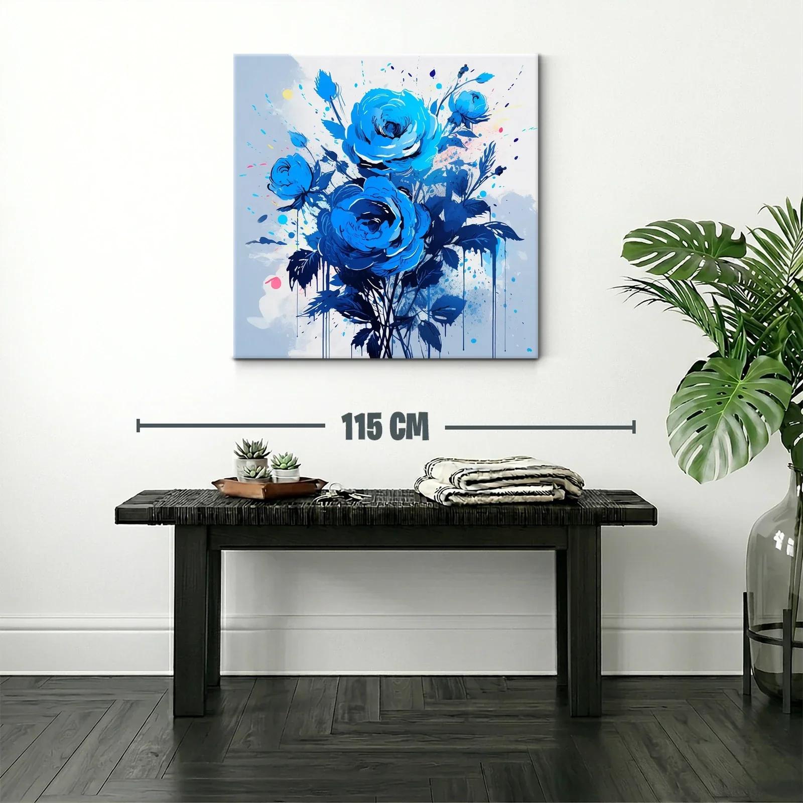 Ramo de rosas azules con pinceladas expresivas — miniatura 2