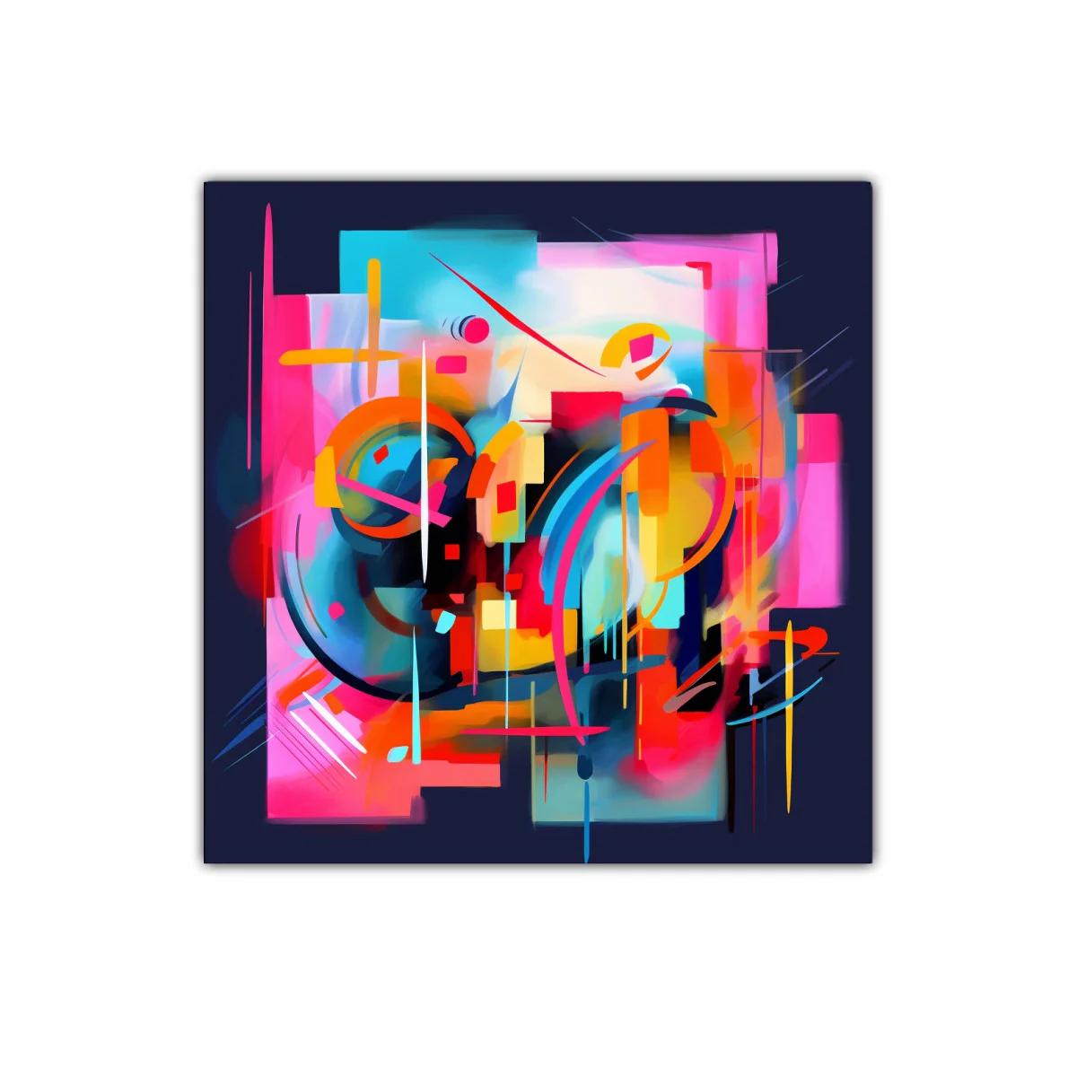 Cuadro abstracto con vibrantes formas y colores intensos