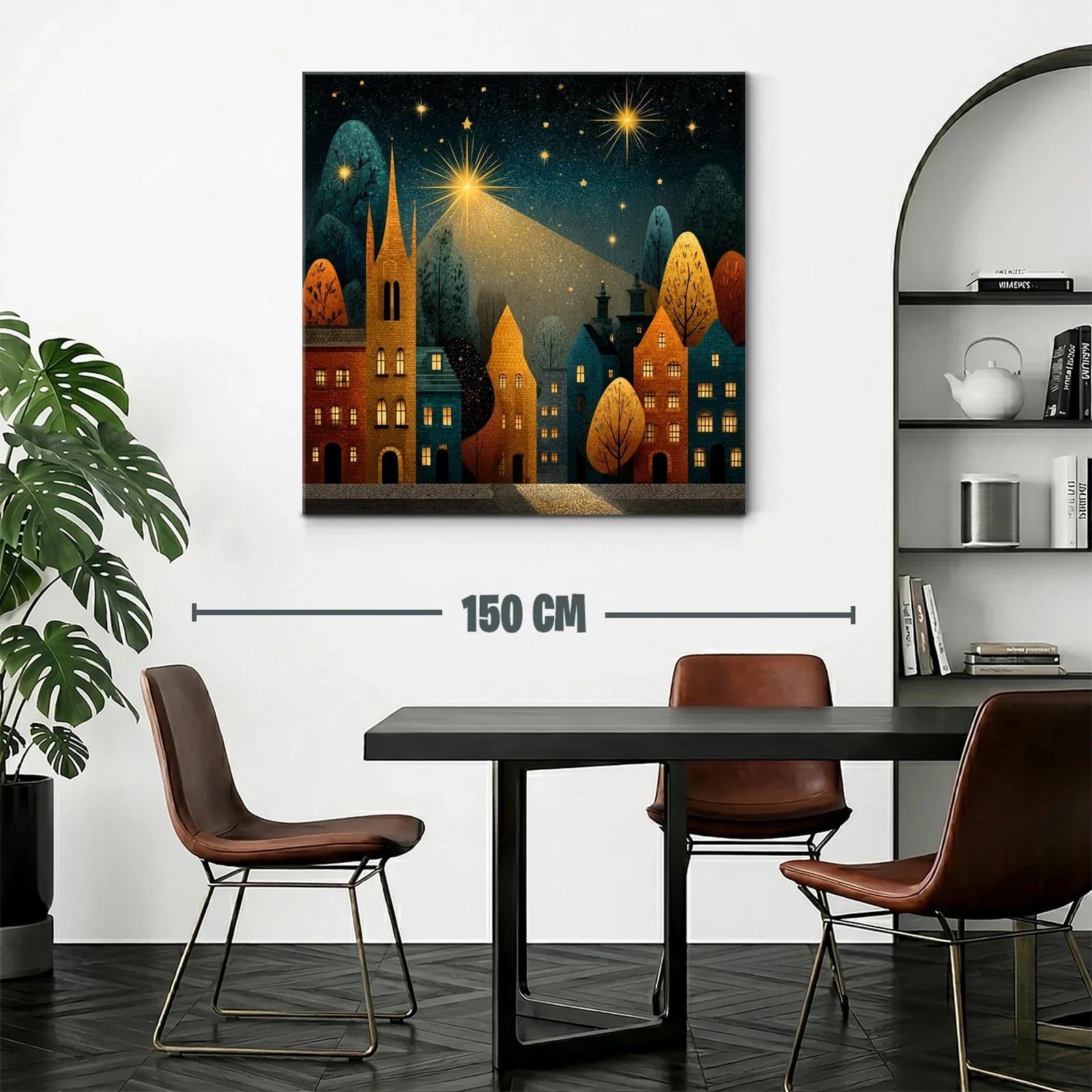 Pueblo encantado bajo un cielo estrellado y luminoso — miniatura 2
