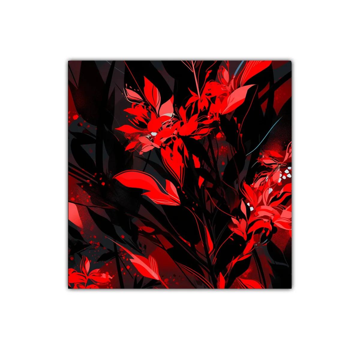 Explosión de Flores Rojas en Contraste Oscuro — imagen principal