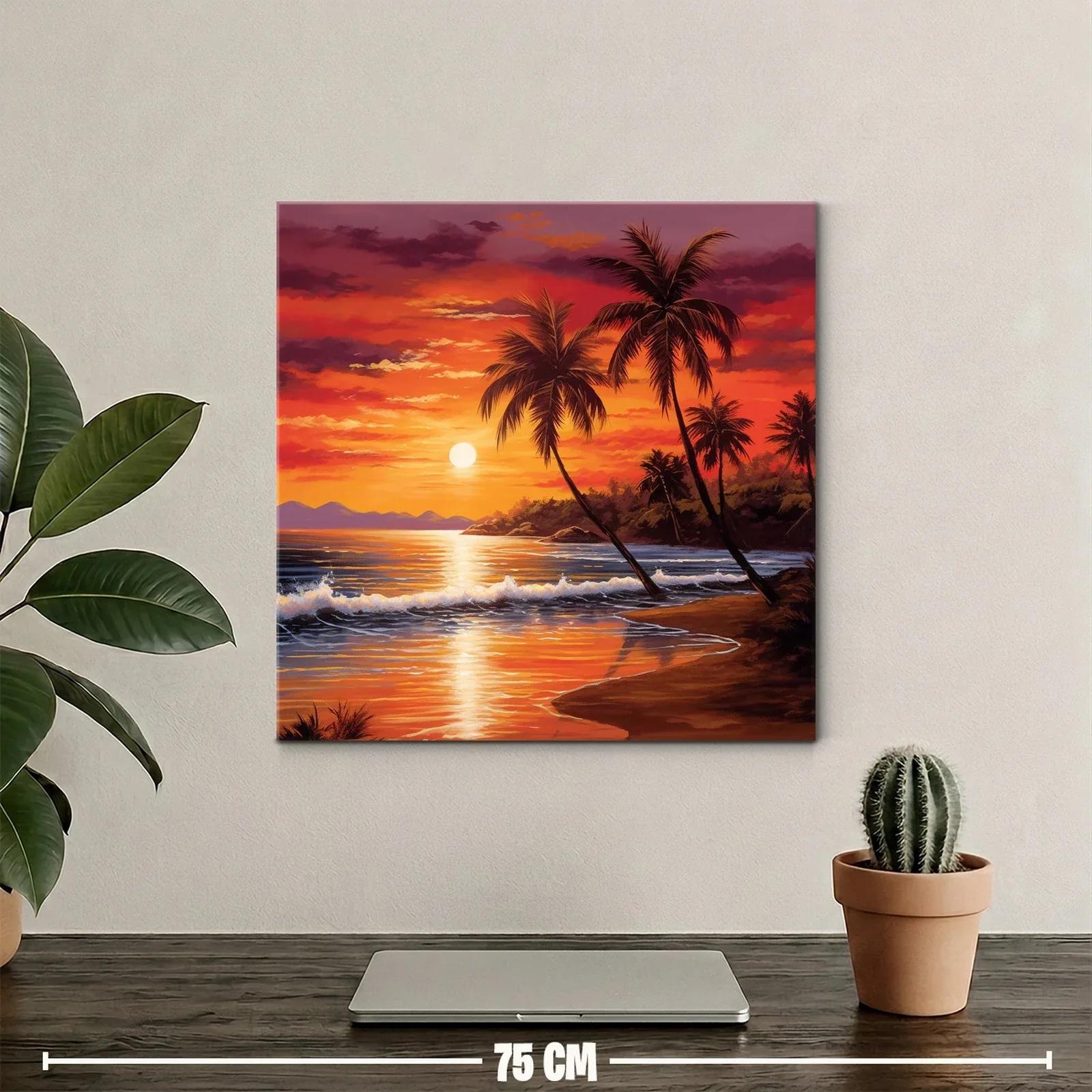 Atardecer tropical con palmeras en playa serena — miniatura 2