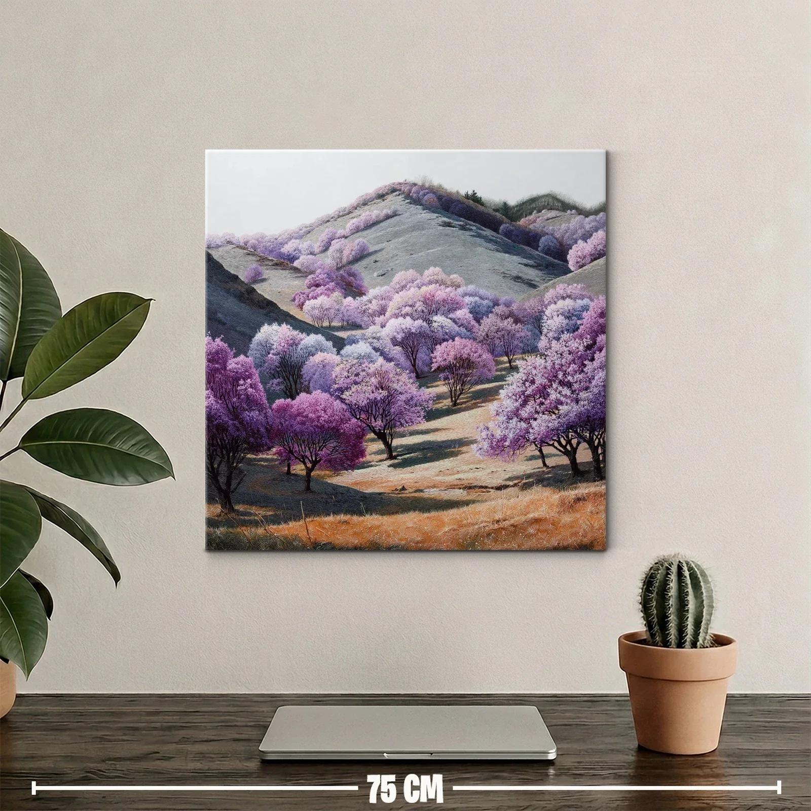 Paisaje sereno con árboles en tonos lila y rosa — miniatura 2