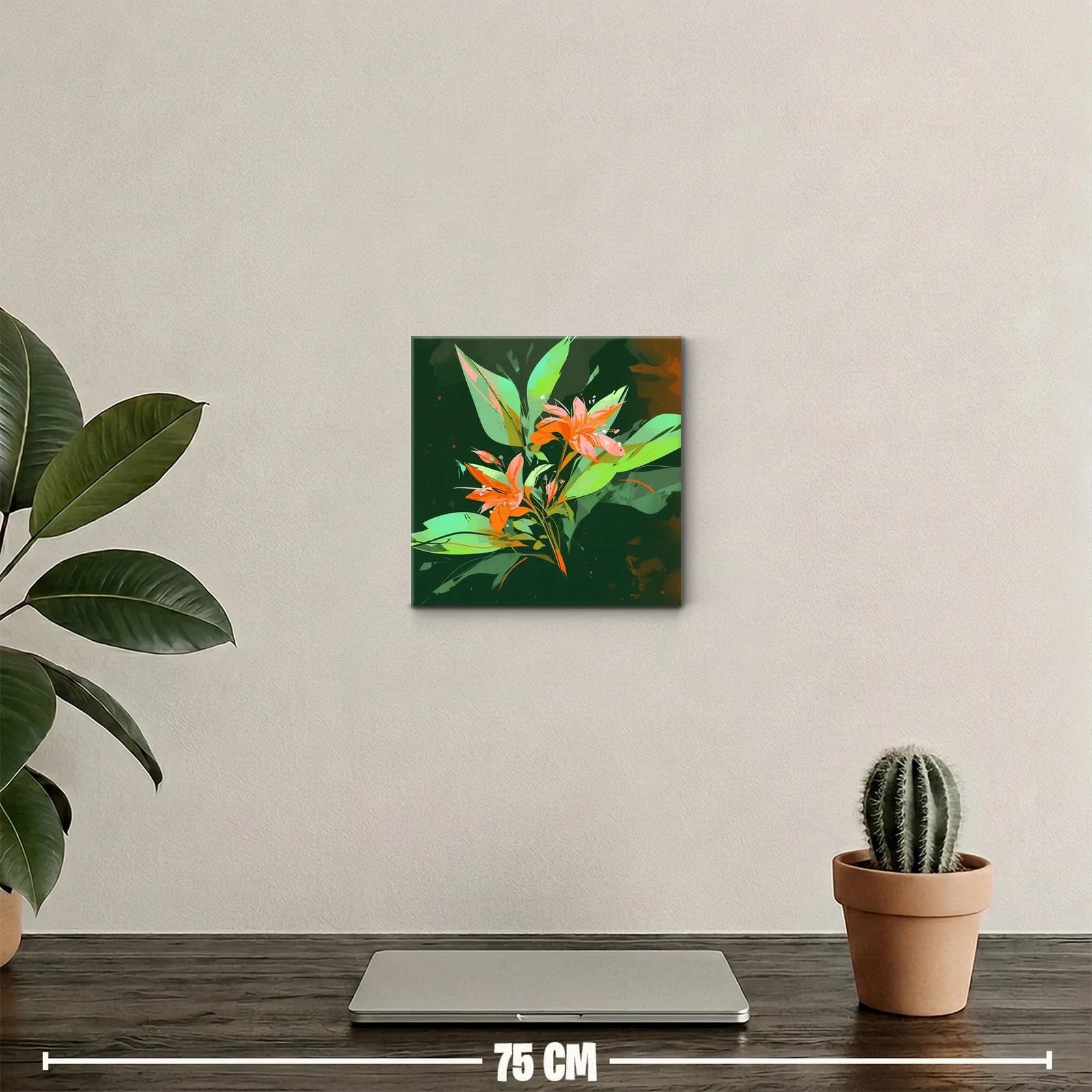 Flores naranjas vibrantes sobre fondo verde oscuro — miniatura 2