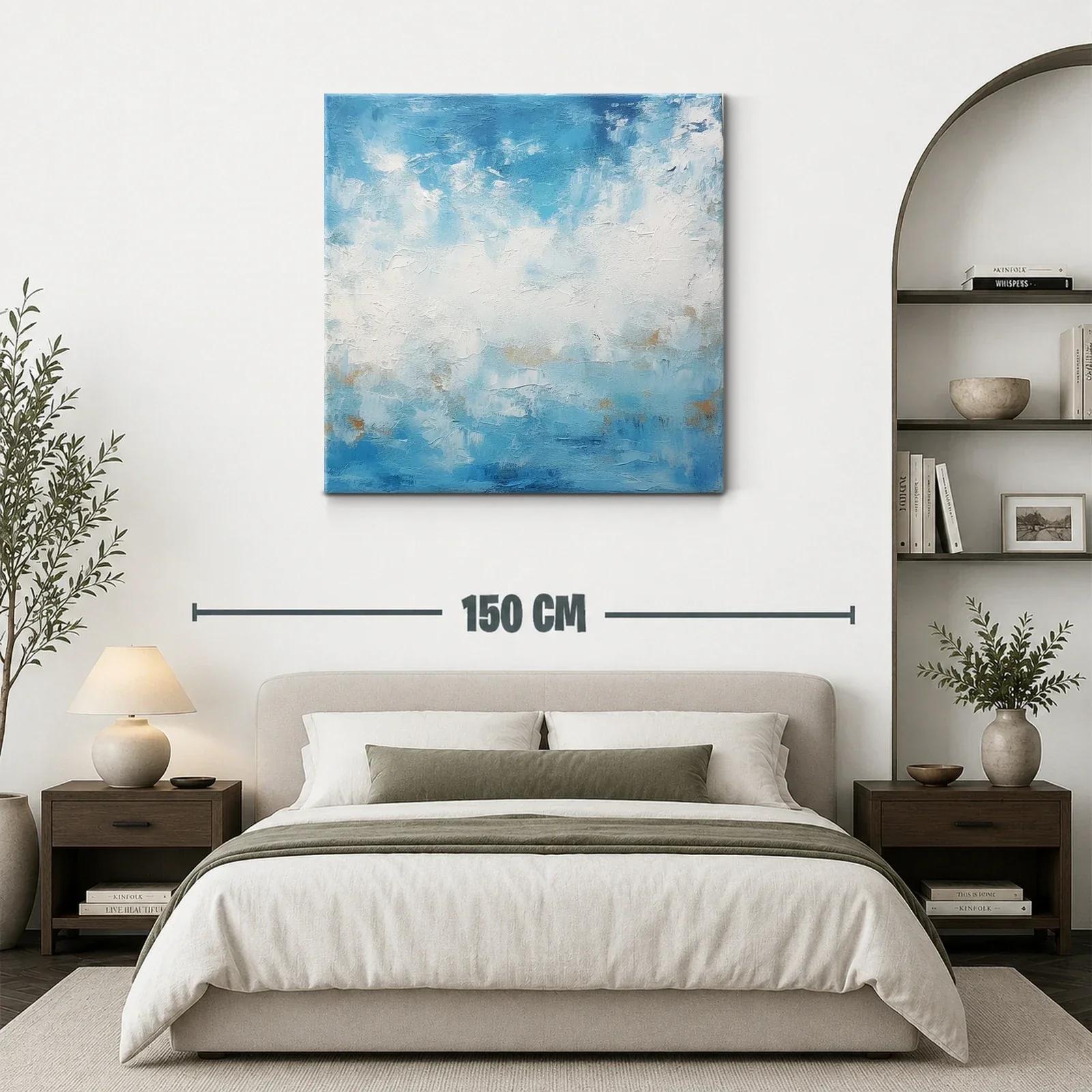 Abstracto en tonos azules y blancos con toques dorados — miniatura 3