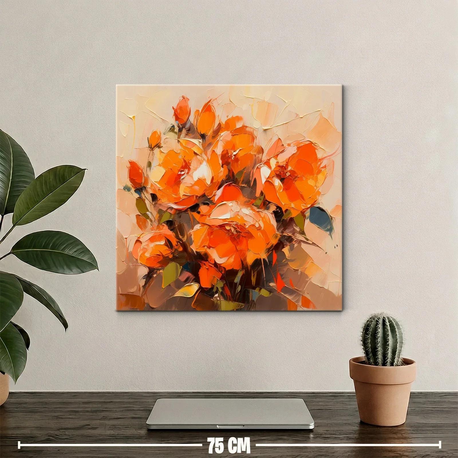 Cuadro de flores vibrantes en tonos cálidos y anaranjados — miniatura 2