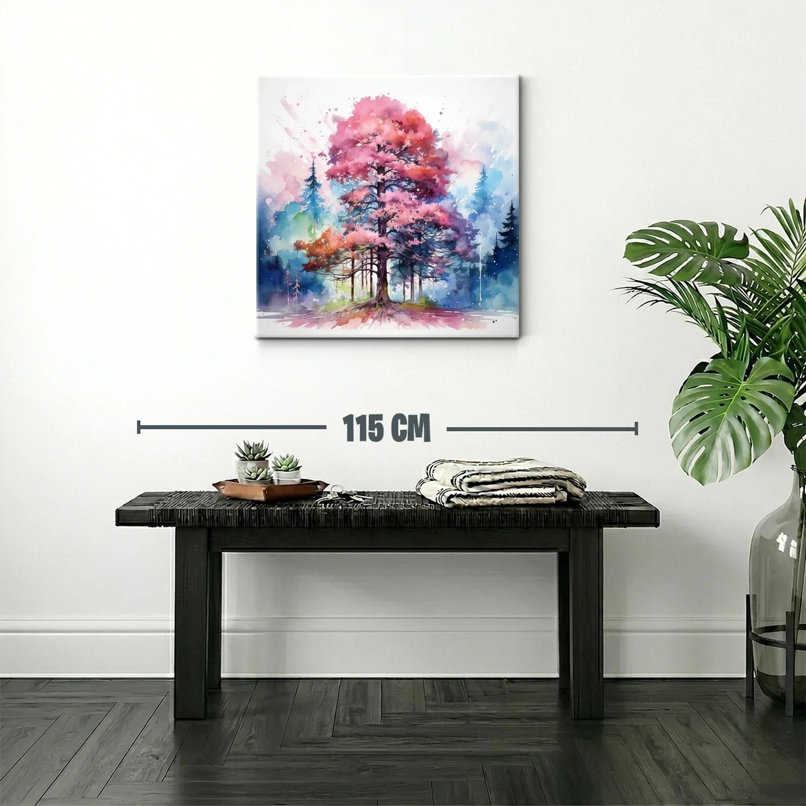 Árbol vibrante con tonos rosas y azules en entorno natural — miniatura 2