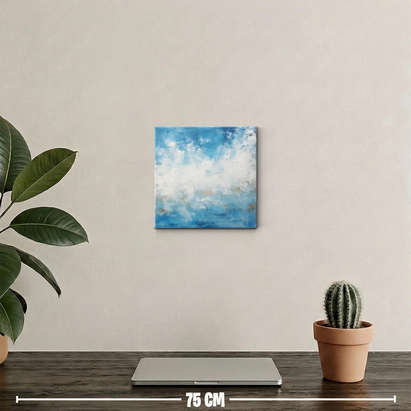Abstracto en tonos azules y blancos con toques dorados — miniatura 2