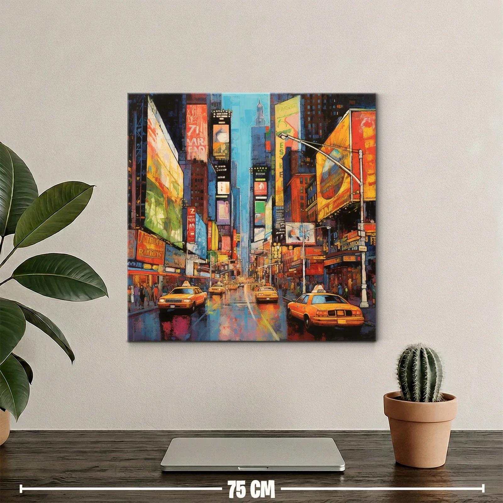Ciudad vibrante con taxis y luces de neón al anochecer — miniatura 2