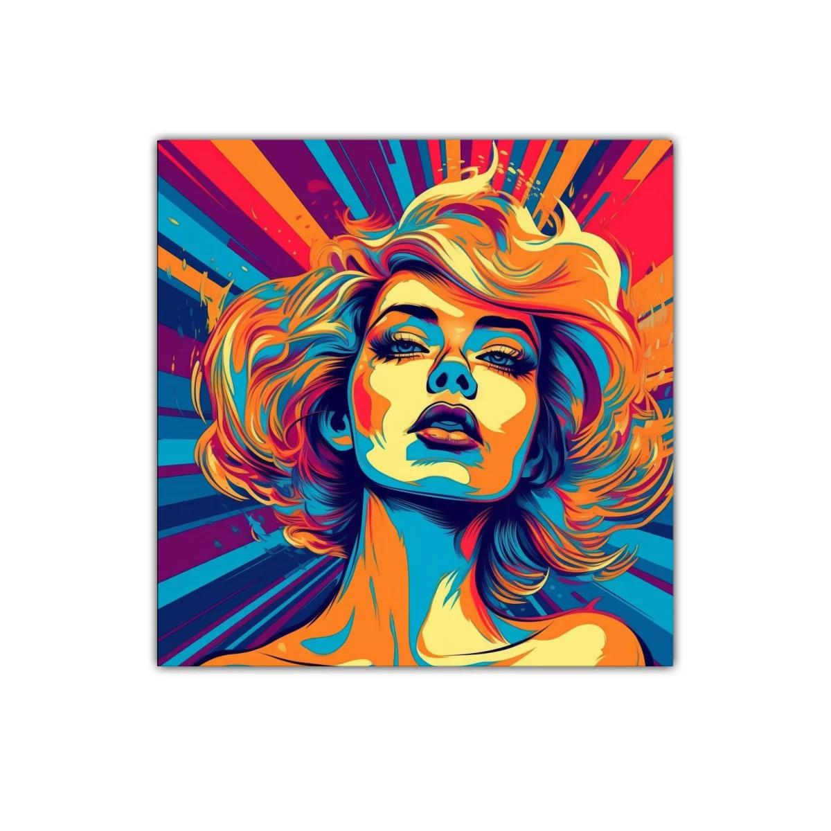 Retrato femenino vibrante con explosión de colores intensos