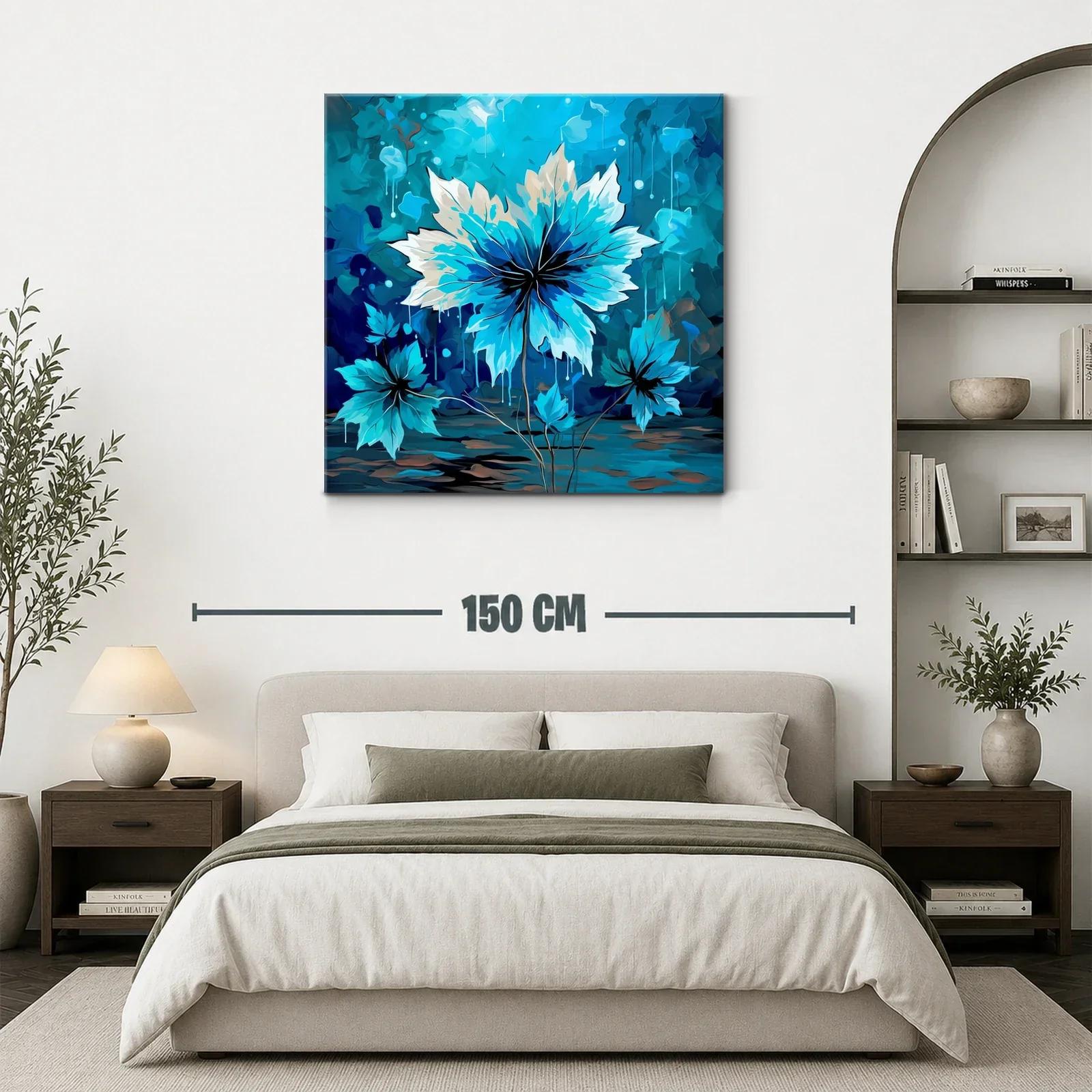 Cuadro floral en tonos azules para espacios modernos — miniatura 3