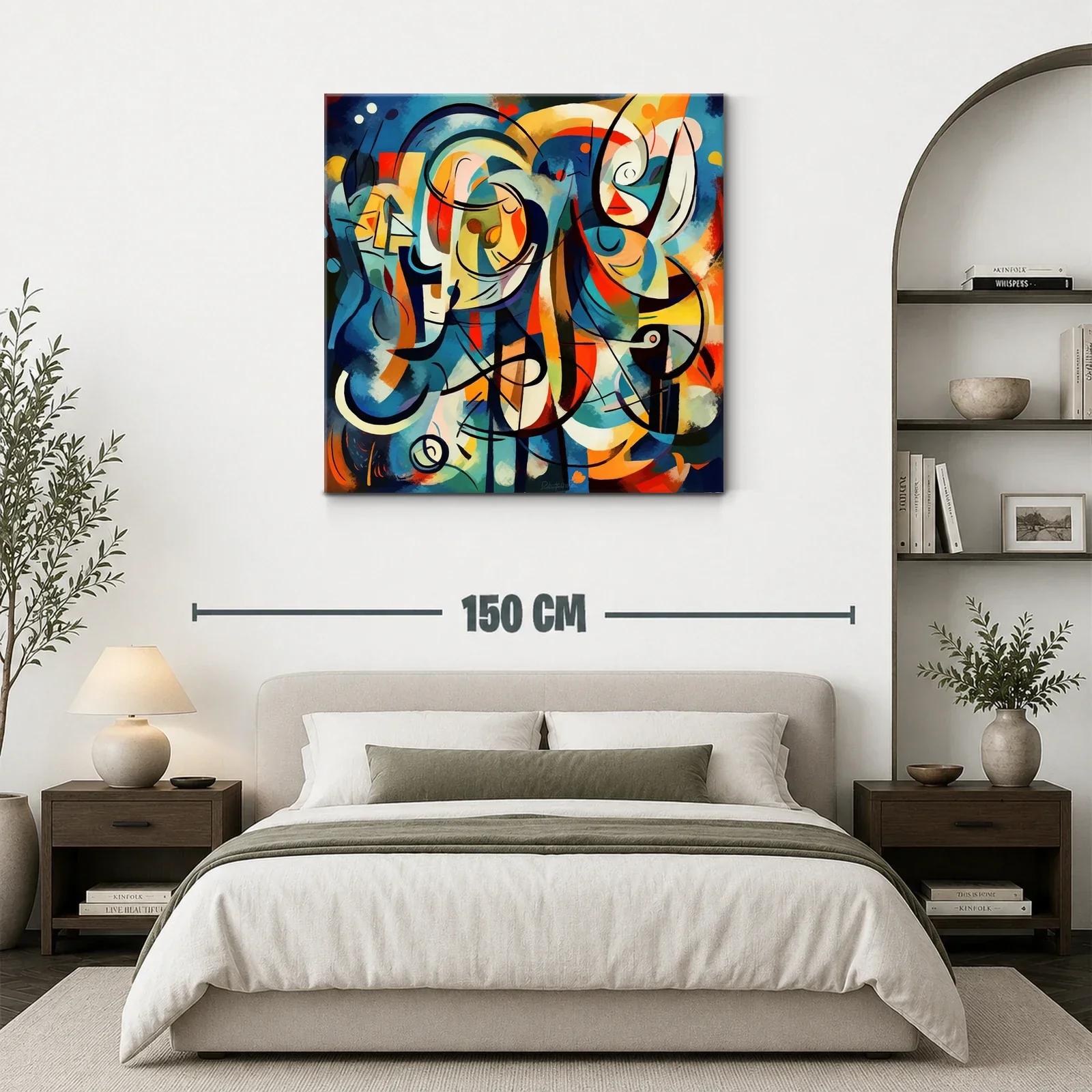 Cuadro abstracto con vibrantes formas y líneas dinámicas — miniatura 3