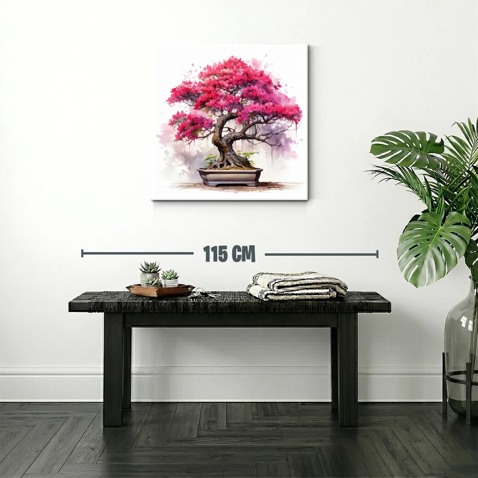 Cuadro con árbol bonsái en vibrantes tonos rosas y morados — miniatura 2