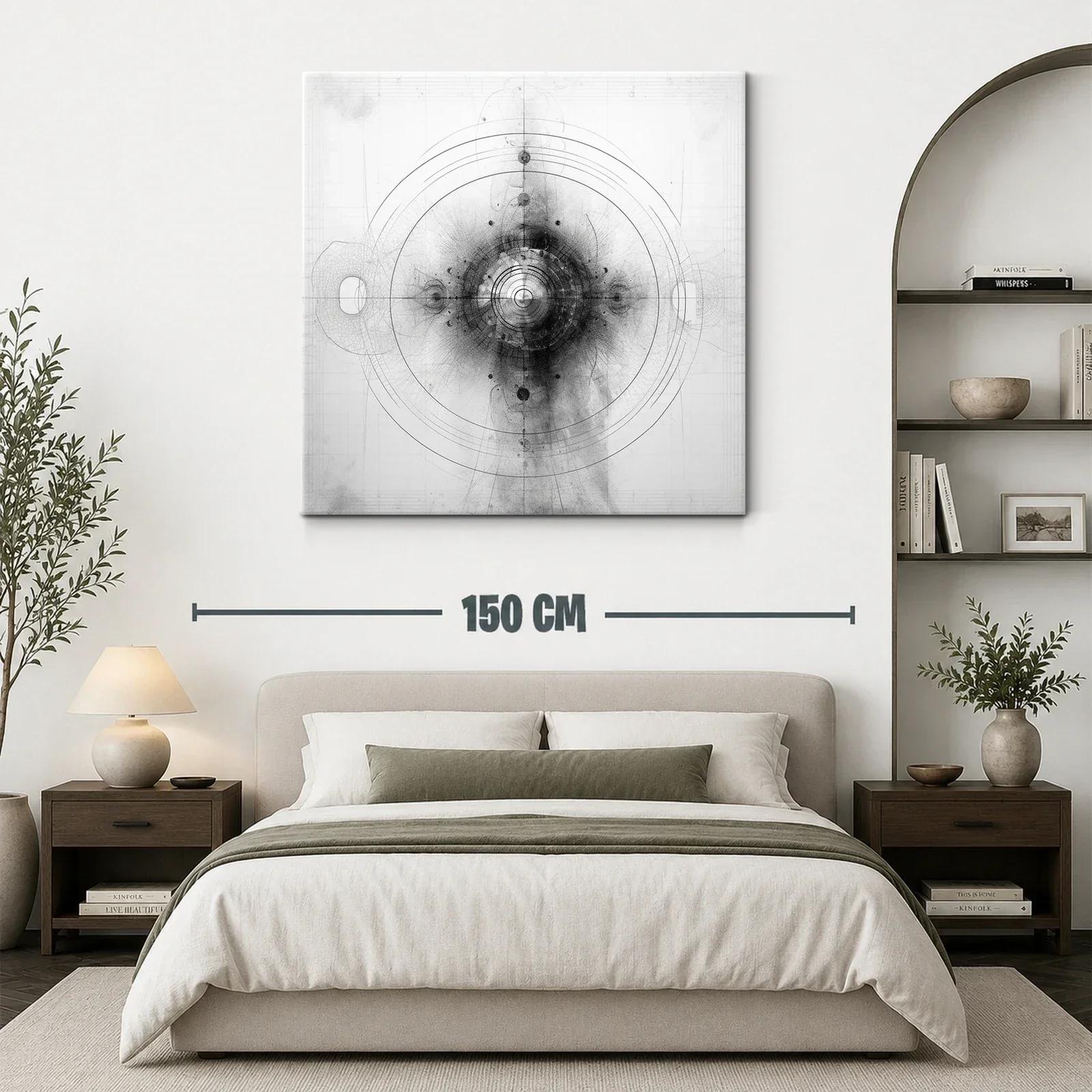 Composición abstracta en tonos grises con círculos concéntricos — miniatura 3